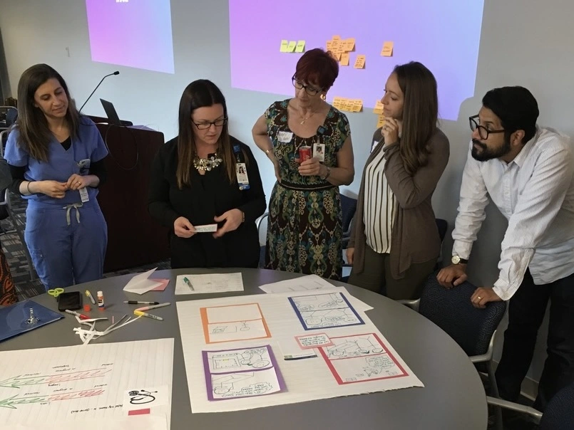 Cast & Hue Design Strategy Consultants facilitating design thinking workshop with staff and employees