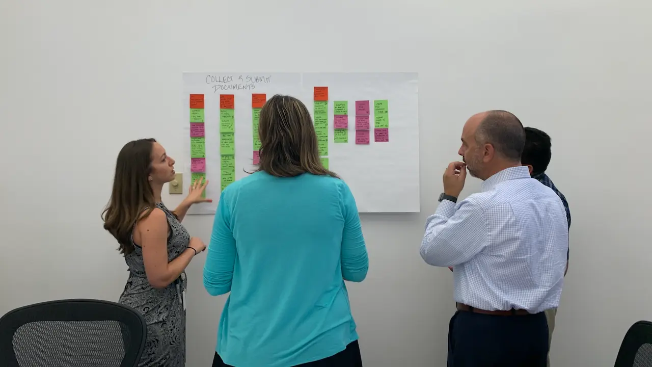 Cast & Hue design strategist walking a client team through insights into action workshop