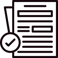 Documents icon with checkmark – Verified legal documents.