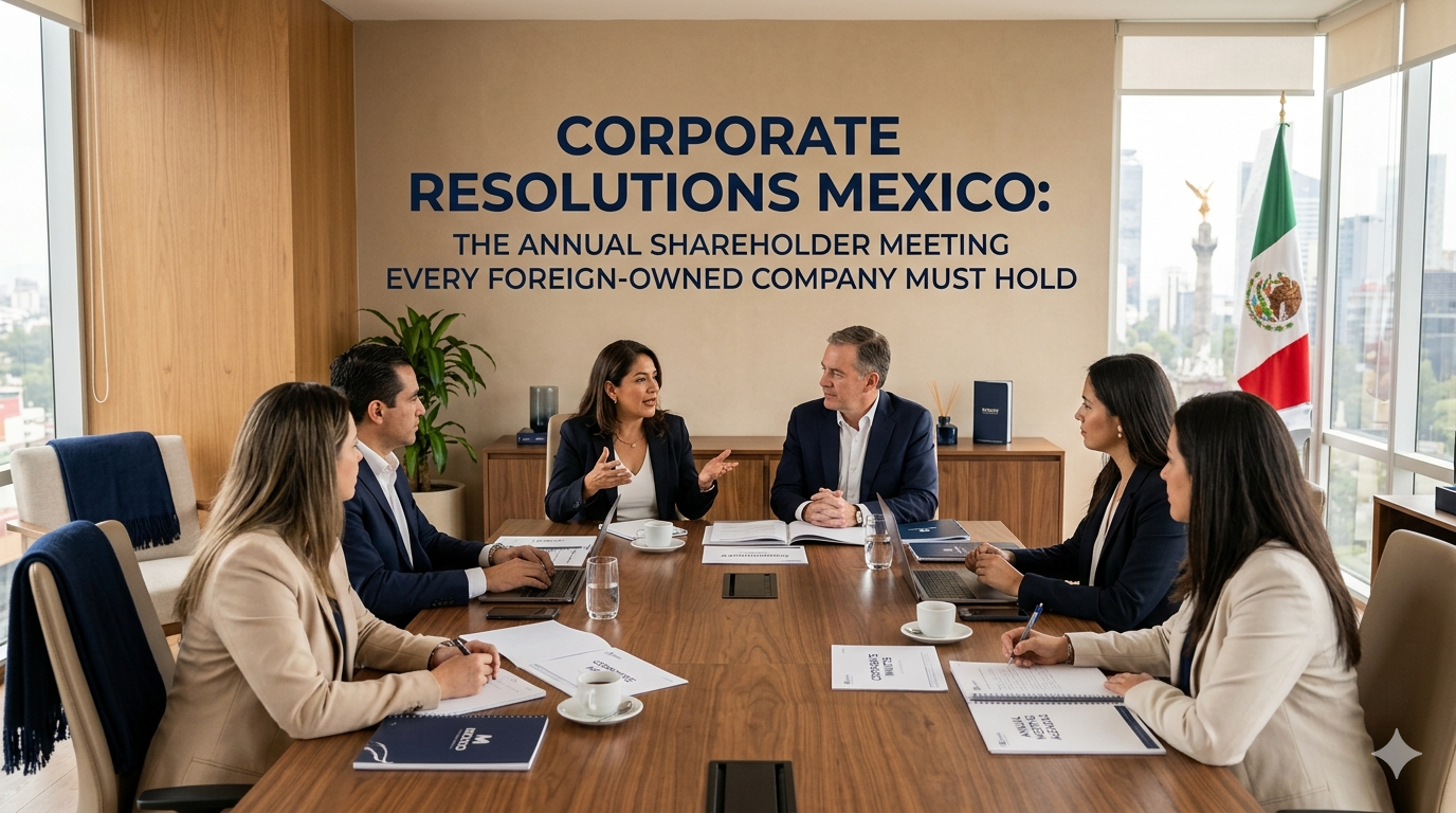 Corporate resolutions Mexico, annual shareholder meeting minute book for a foreign-owned S.A. de C.V.