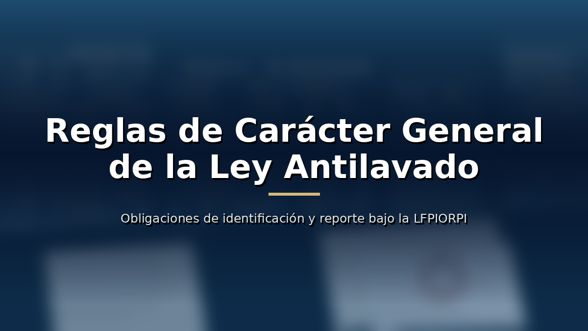 Reglas de Carácter General de la Ley Antilavado (LFPIORPI): obligaciones de identificación y reporte