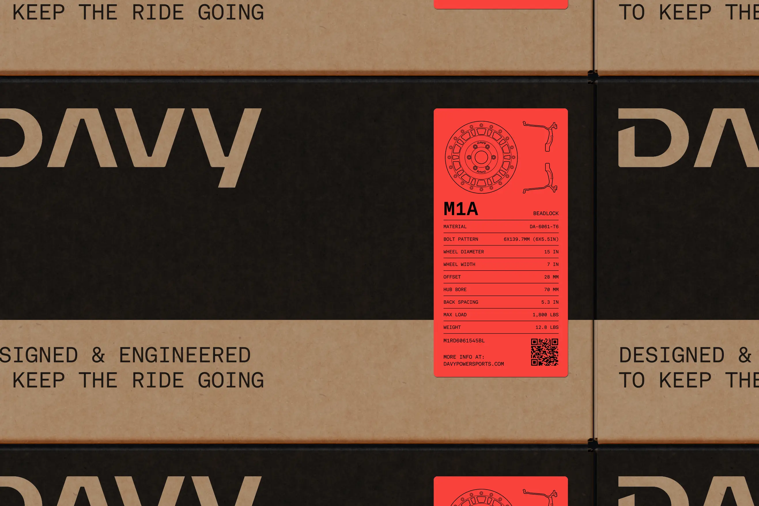 DAVY Powersports wheel packaging design hero shot