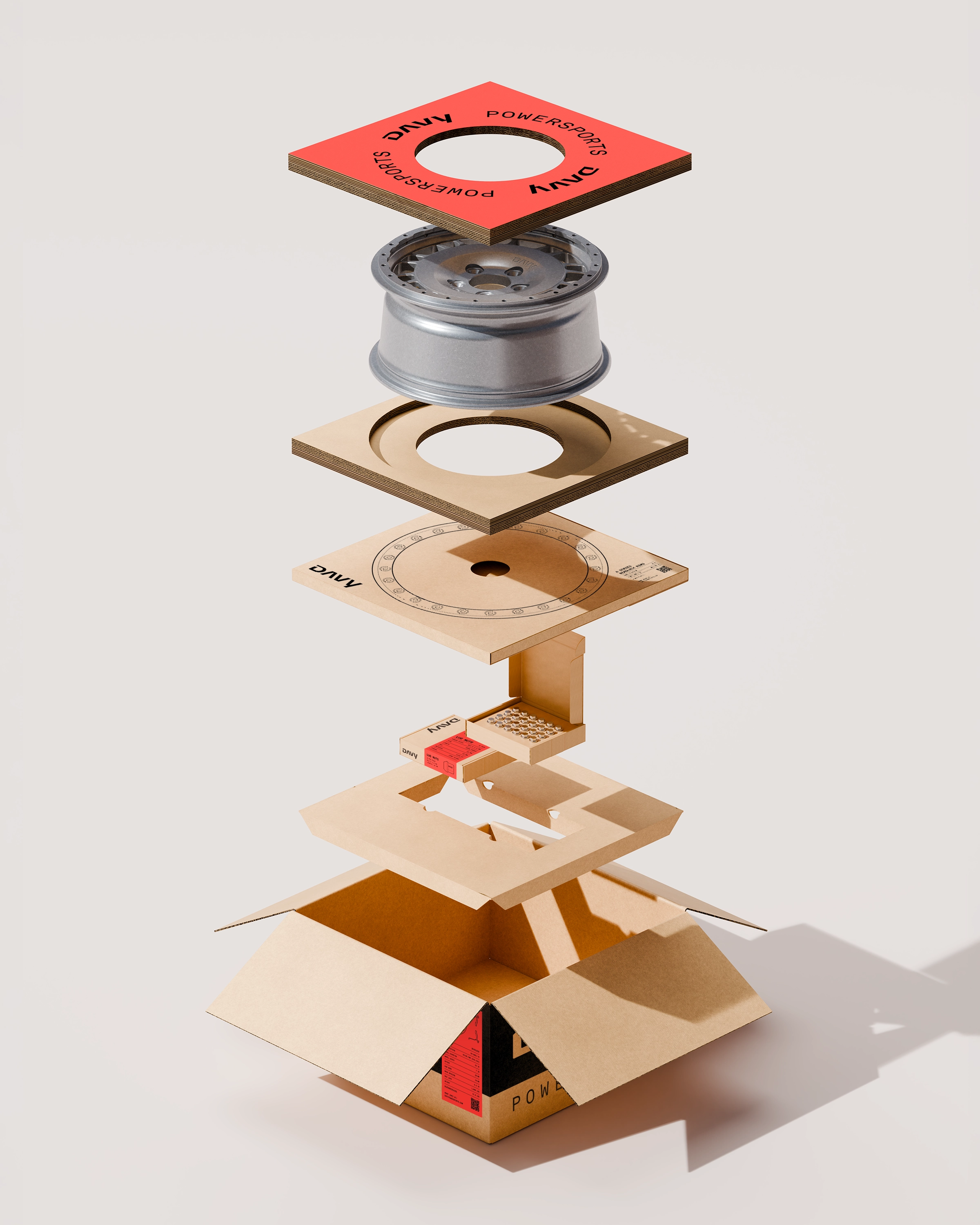 DAVY forged UTV wheels packaging system design exploded view