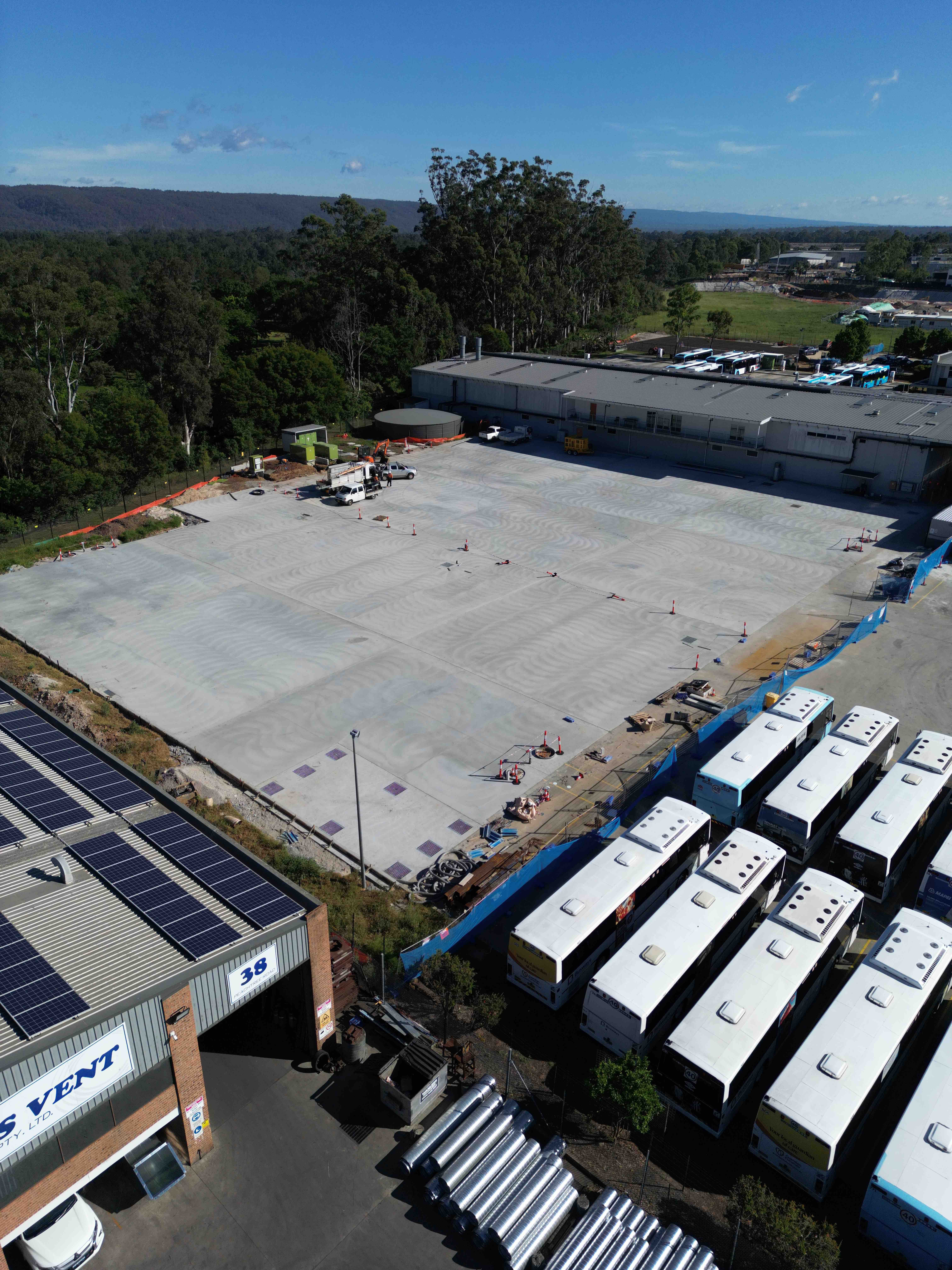 Image depicting the construction of a Zero Mission Bus Extension on Mullins Road in Penrith, Sydney.