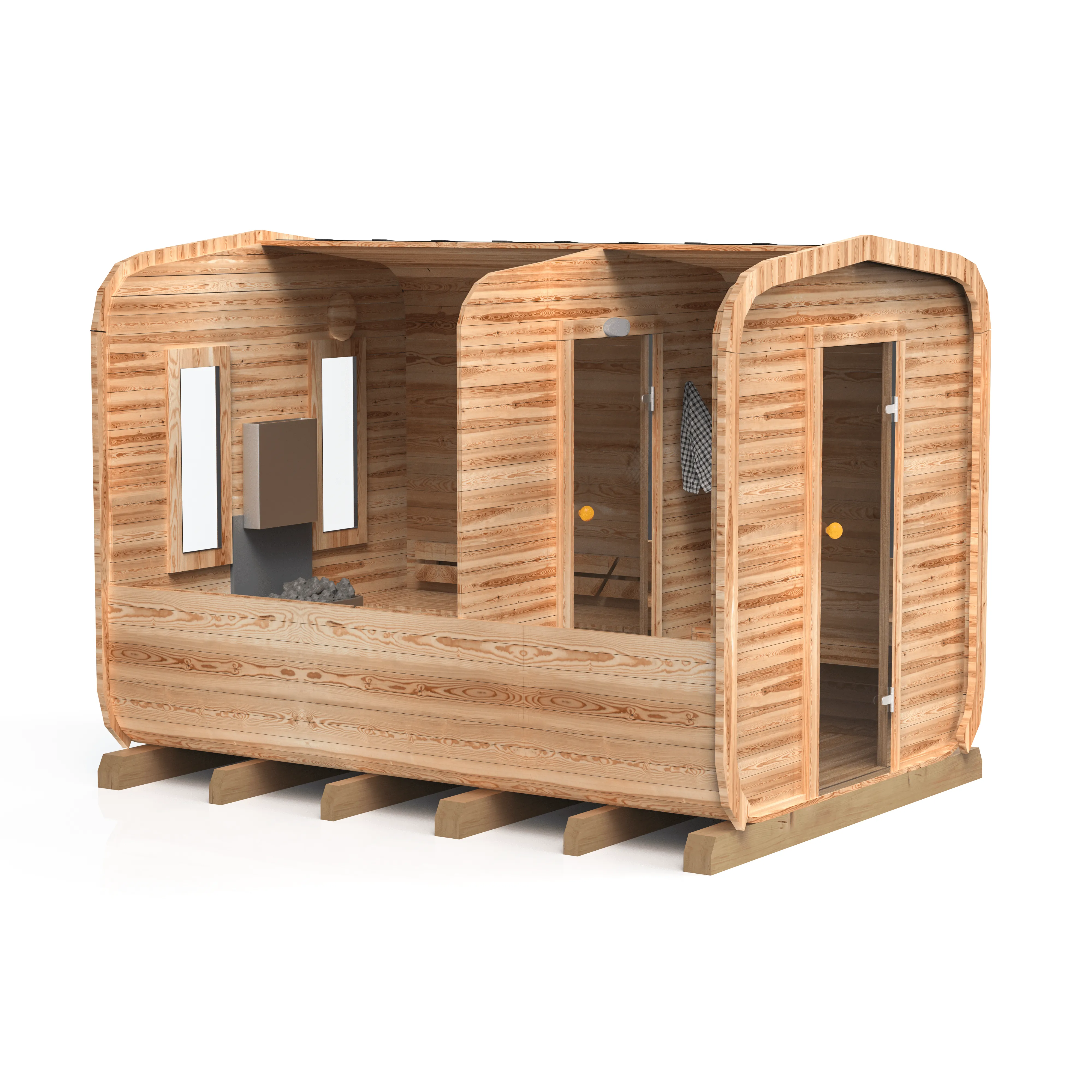 cube sauna wooden frame