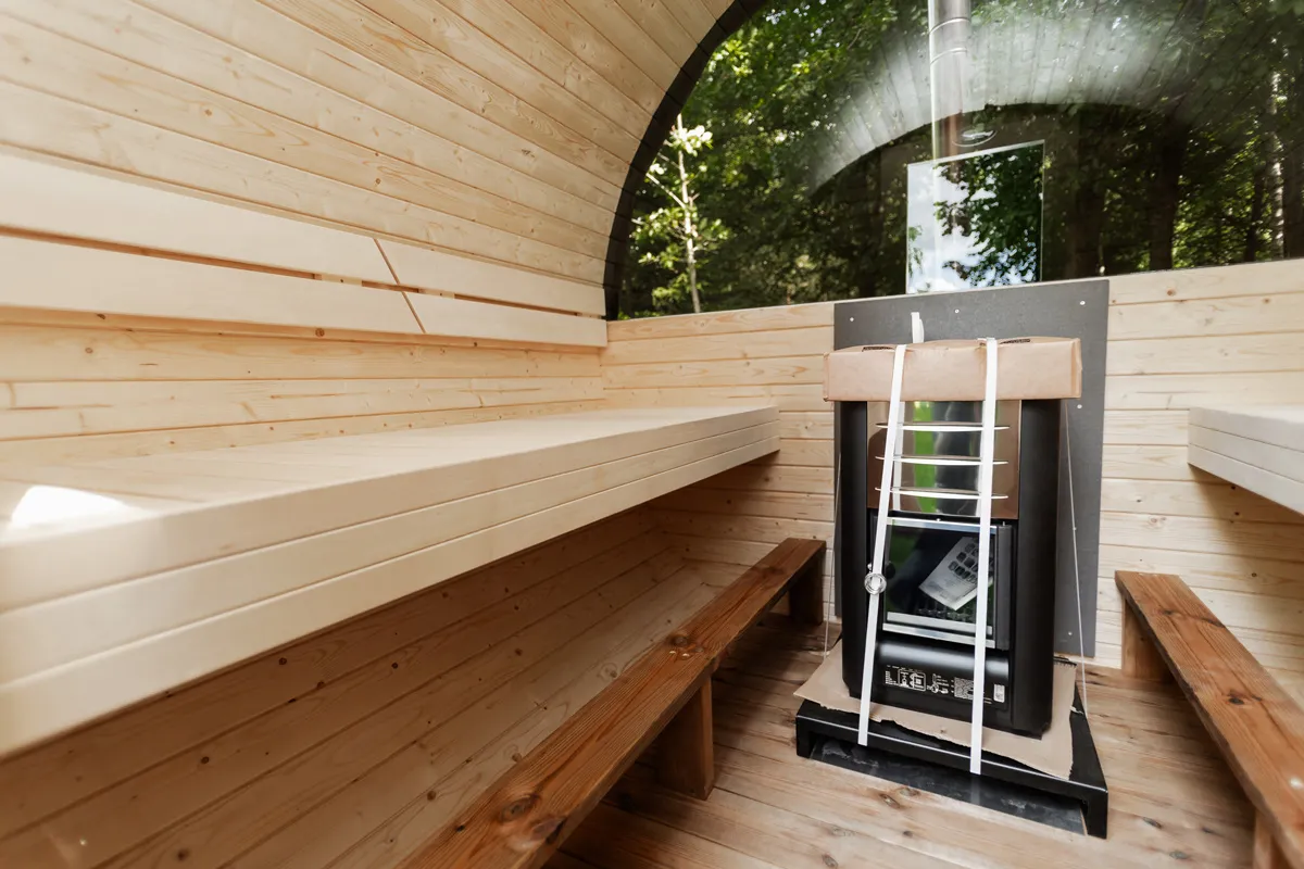Interior of DIY sauna