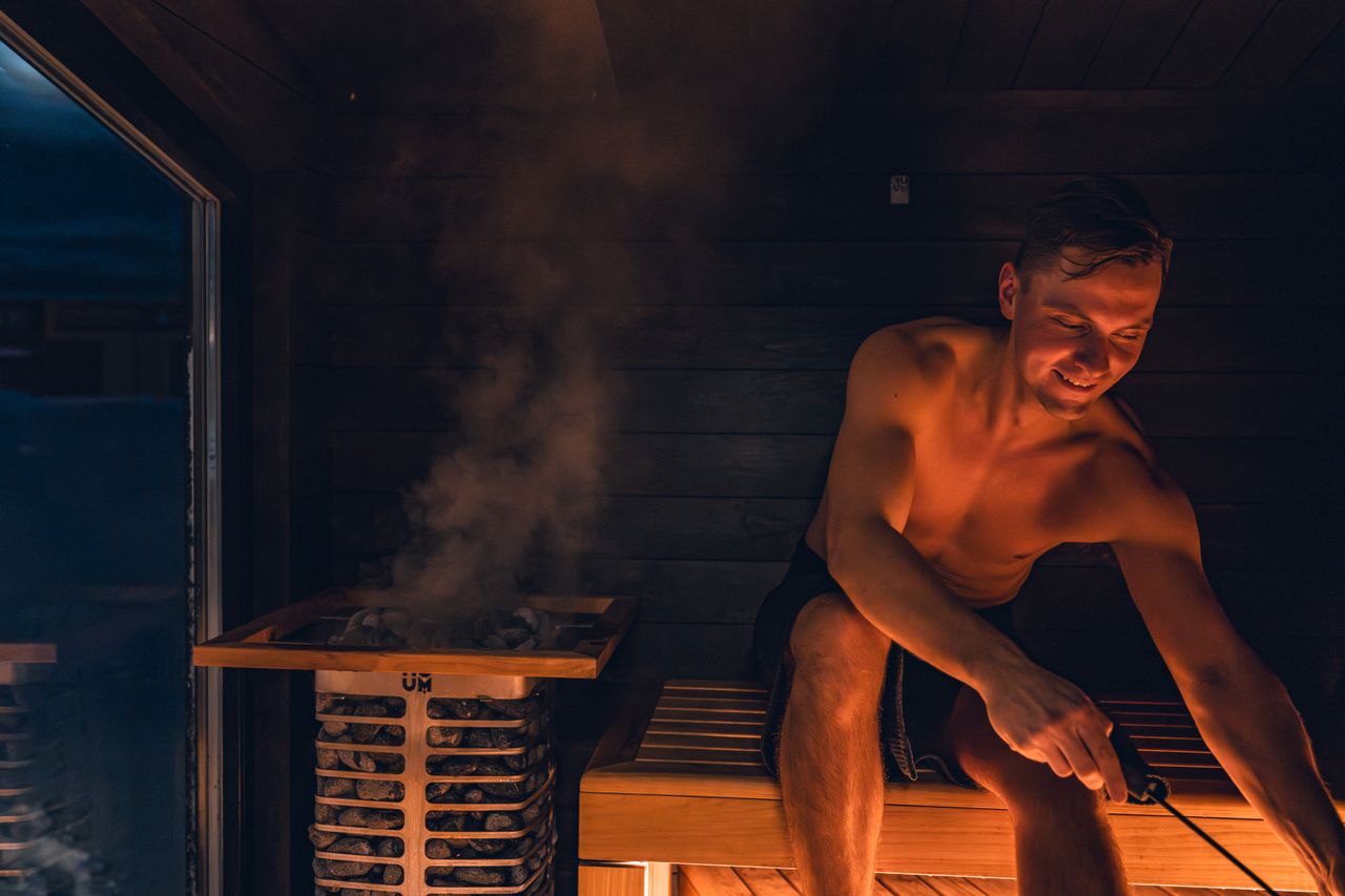 very hot sauna
