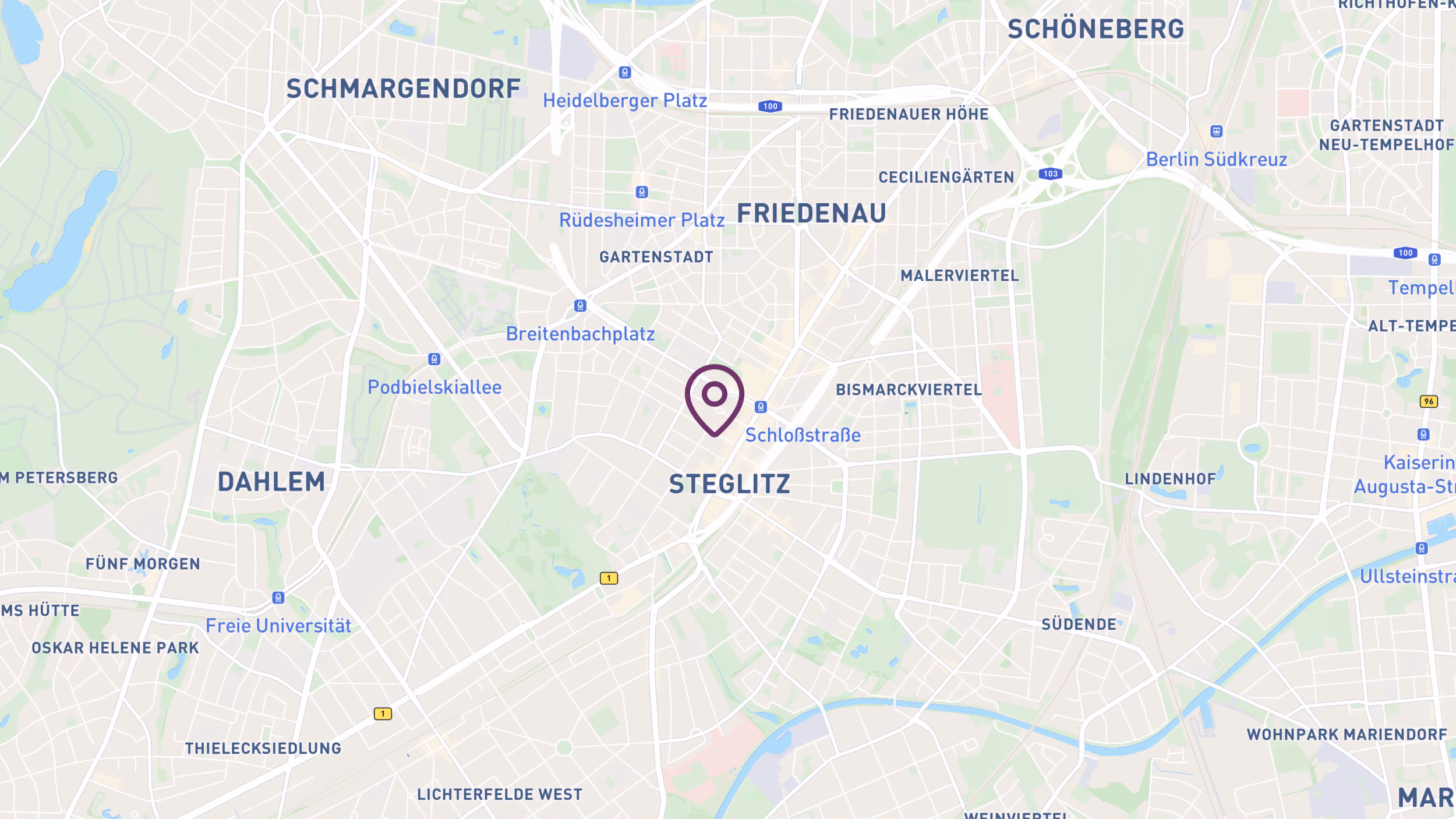 Karte mit Standort der Praxis Körperkonzepte in Berlin-Steglitz