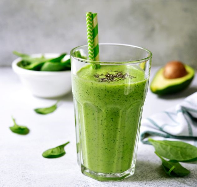 Smoothie vert avocat épinards IG bas