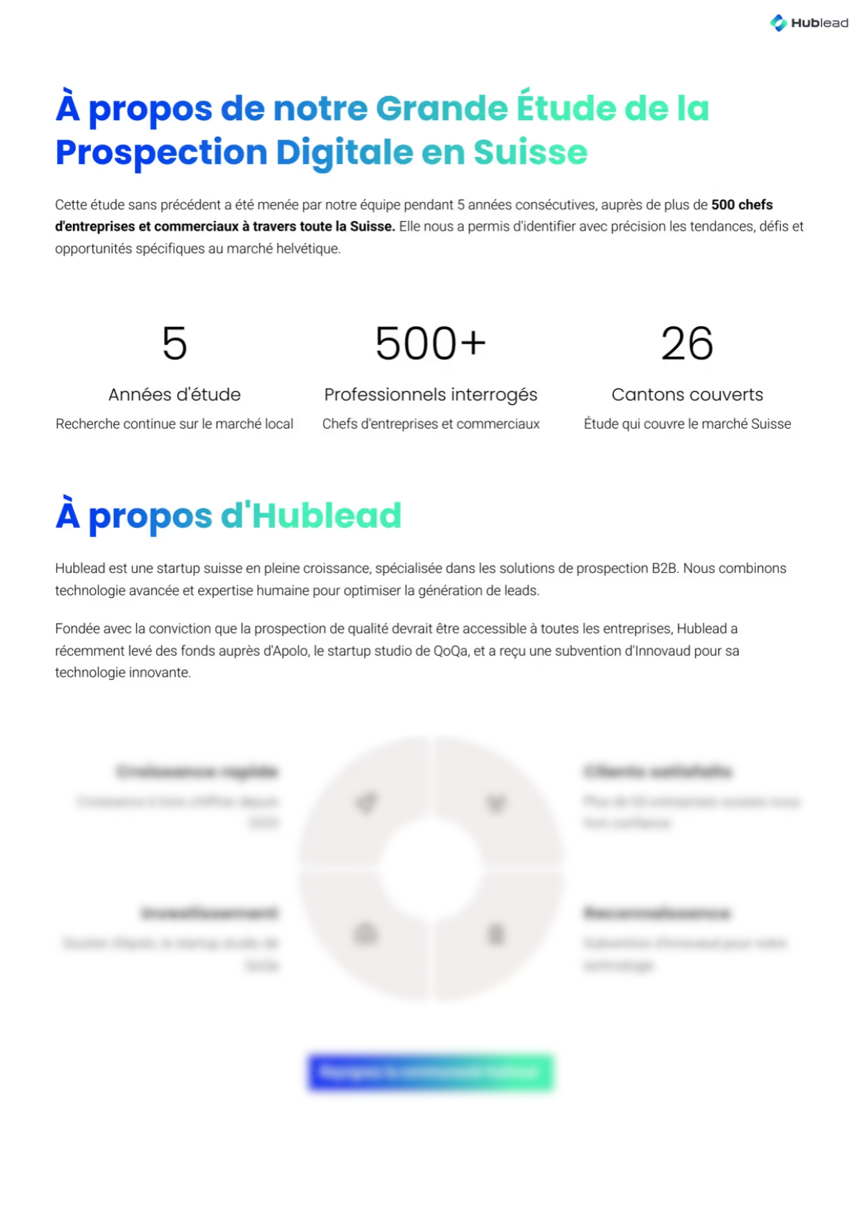 Aperçu de la page "A propos de l'étude sur la prospection digitale en Suisse"