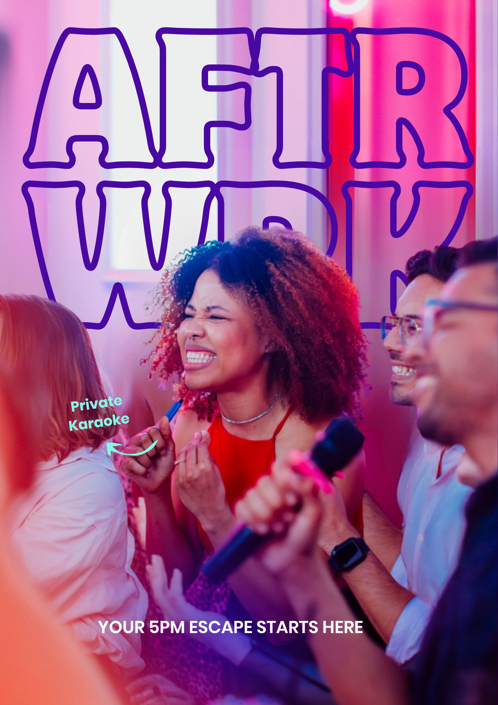 People in a karaoke room singing together 