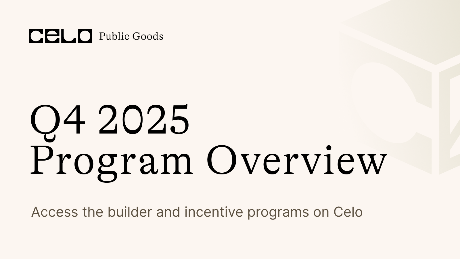 Celo Season 1 Program Guide