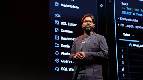 Swaroop Oggu from Databricks as part of the Current Keynote