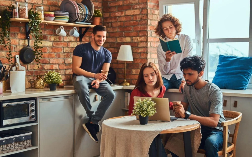 Students inside a upscale student residence