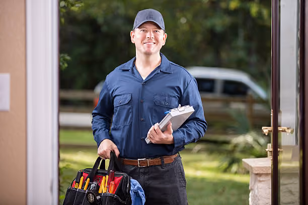 A handyman at the door