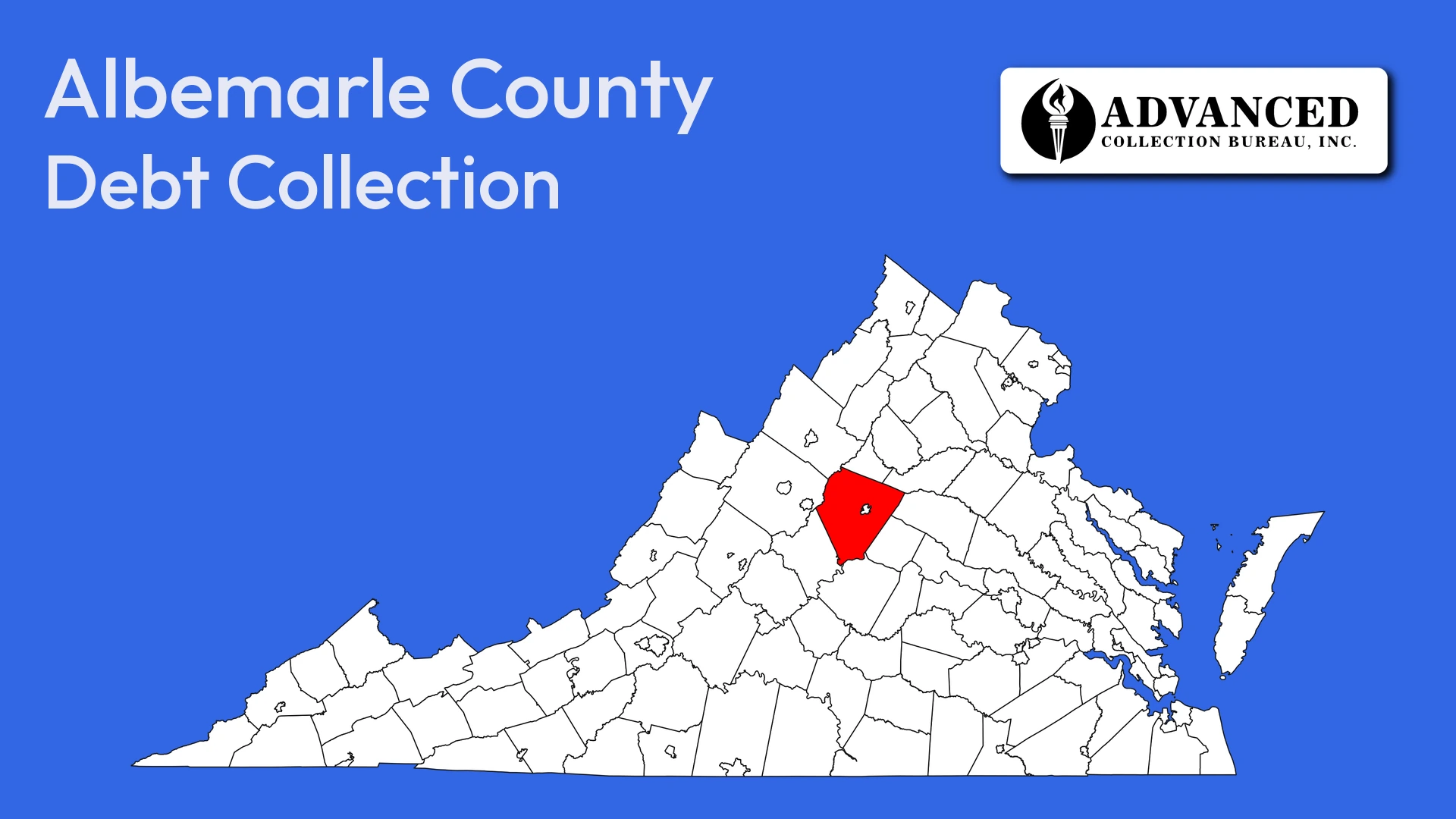 Map of Virginia highlighting Albemarle County