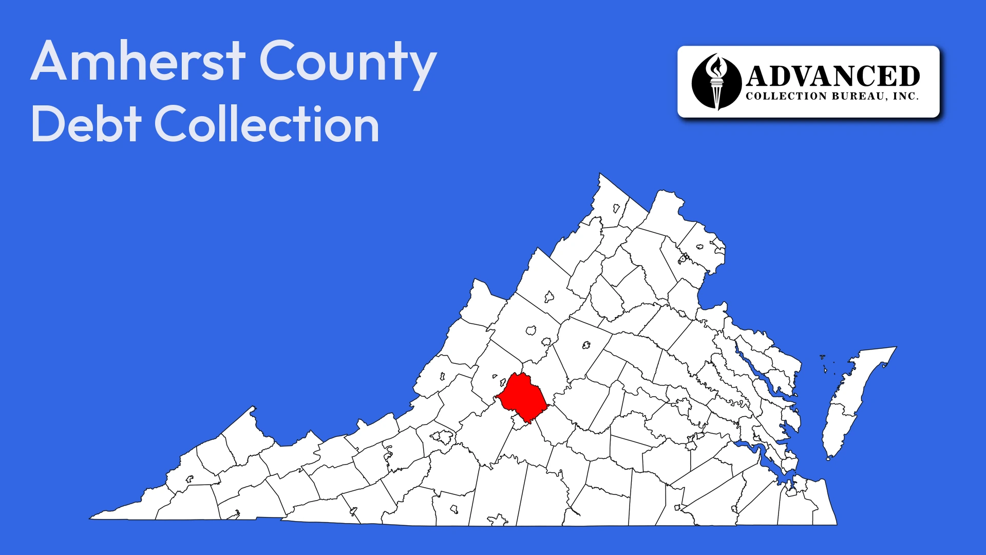 Map of Virginia highlighting Amherst County