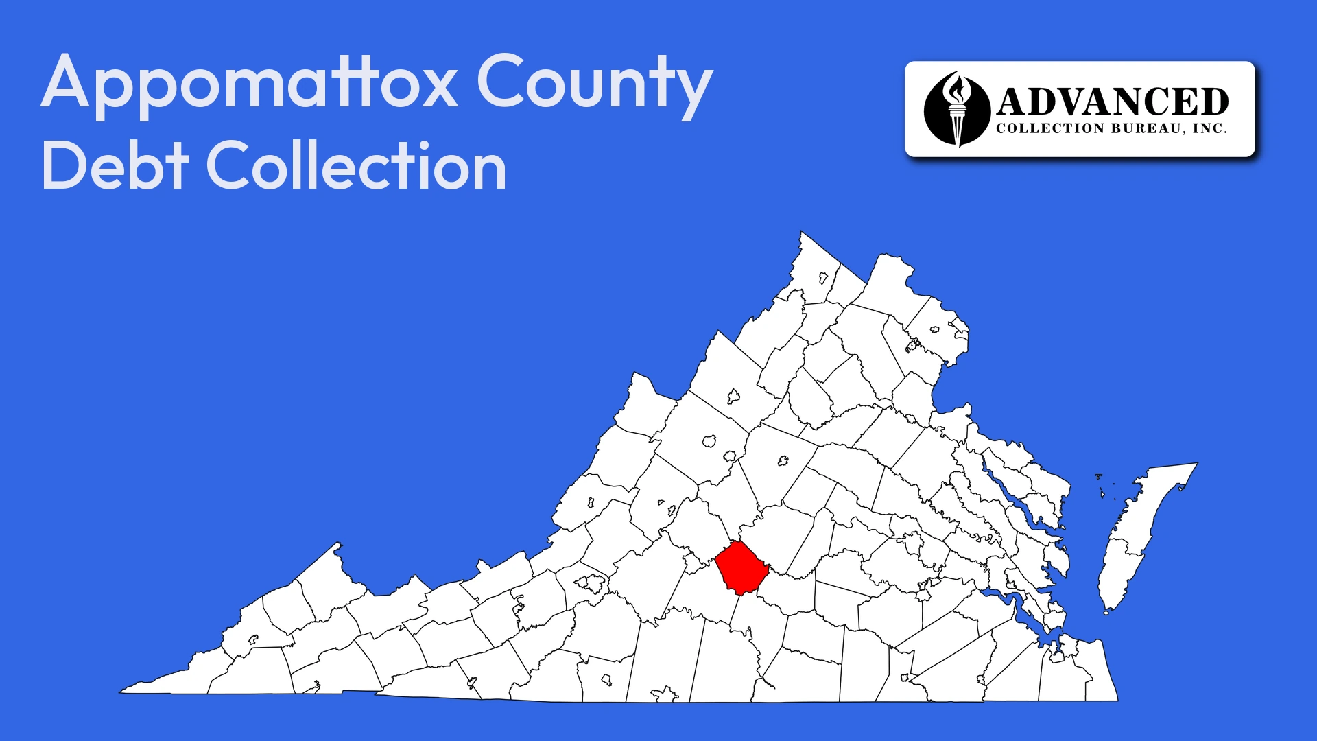 Map of Virginia highlighting Appomattox County