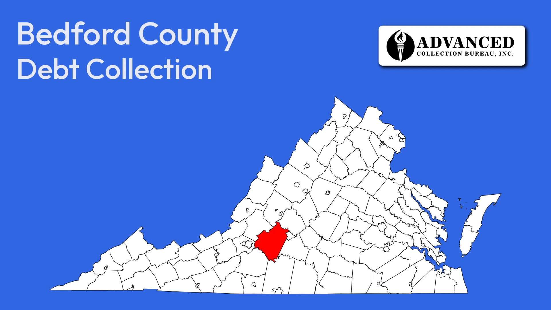 Map of Virginia highlighting Bedford County