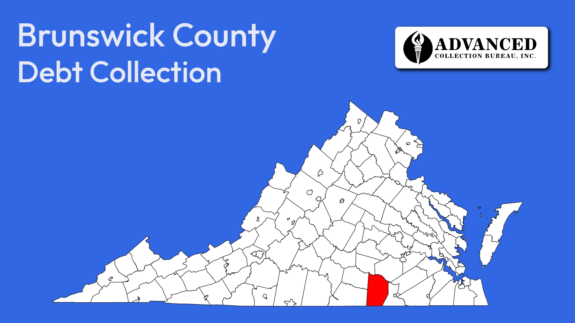 Map of Virginia highlighting Brunswick County