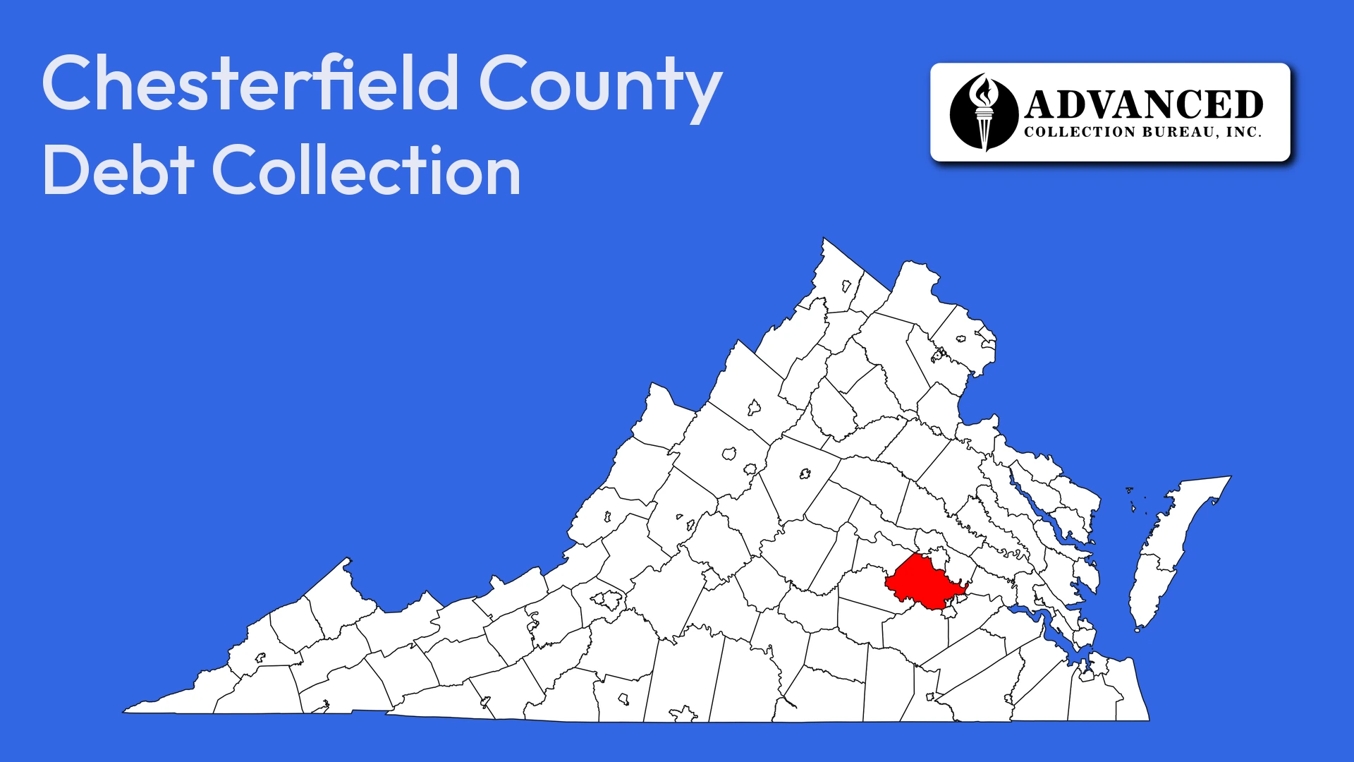 Map of Virginia highlighting Chesterfield County