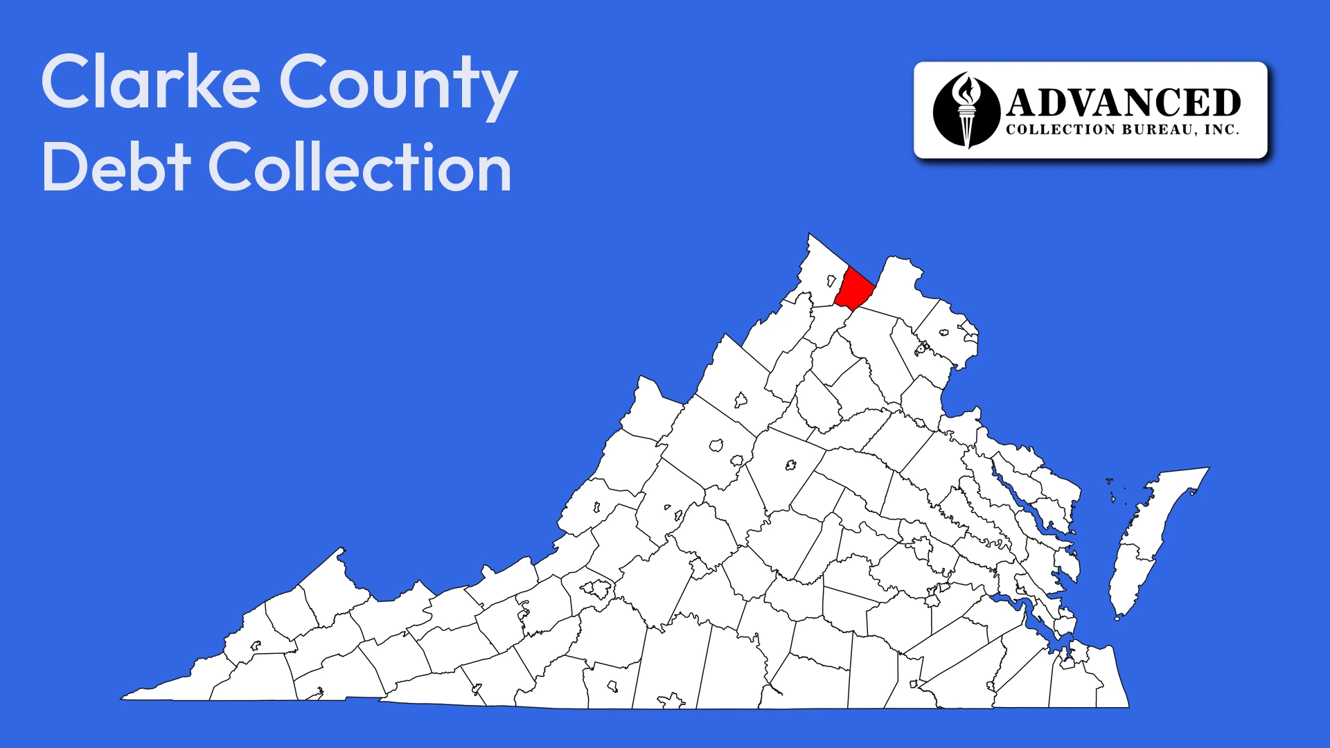 Map of Virginia highlighting Clarke County