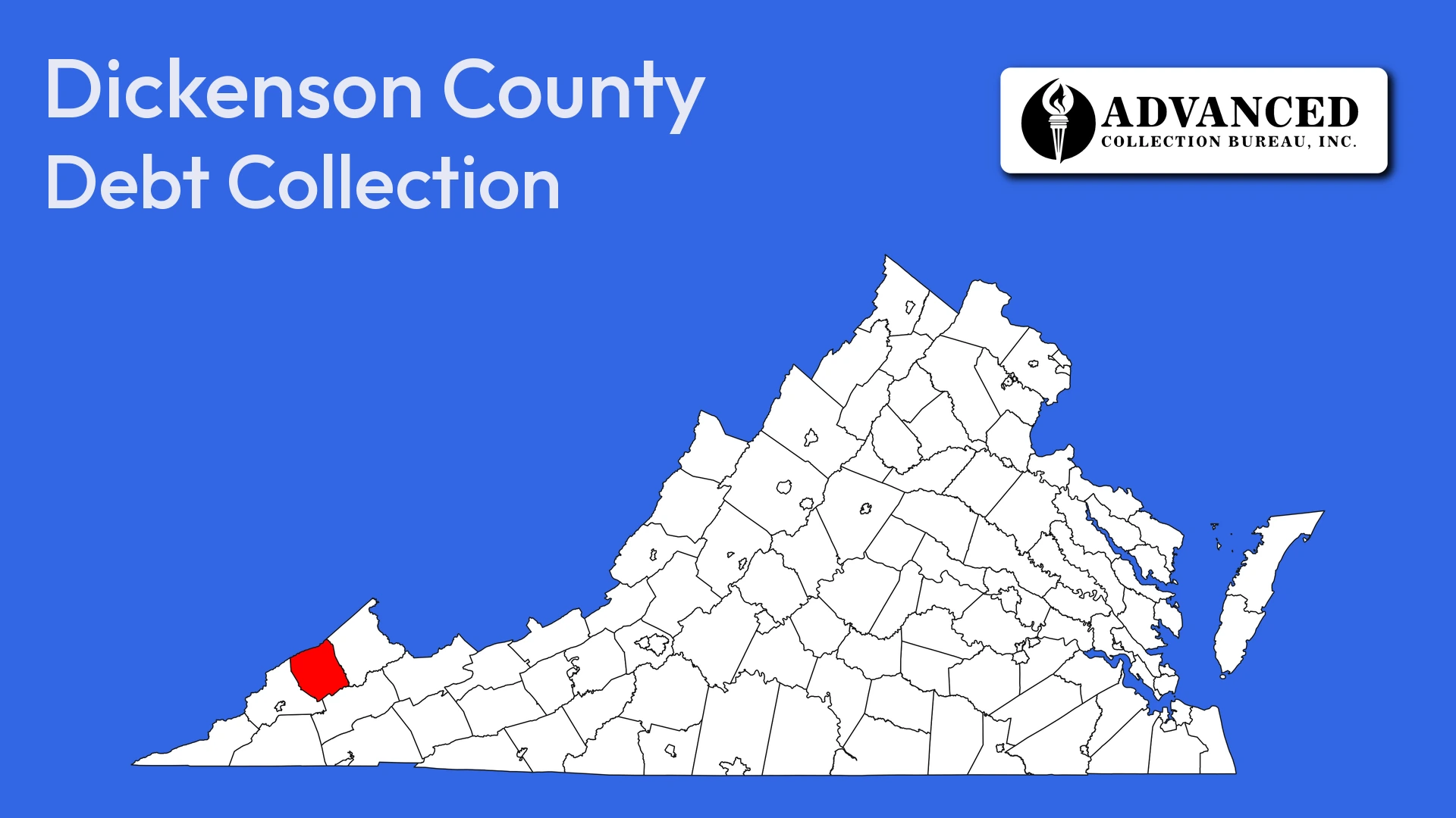 Map of Virginia highlighting Dickenson County