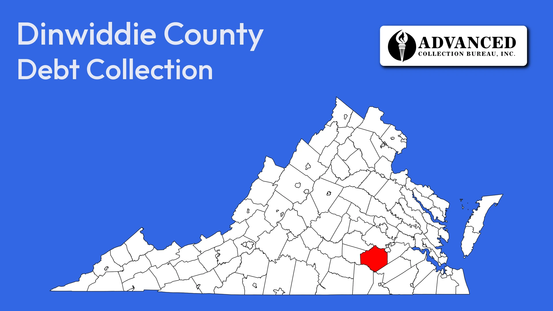 Map of Virginia highlighting Dinwiddie County