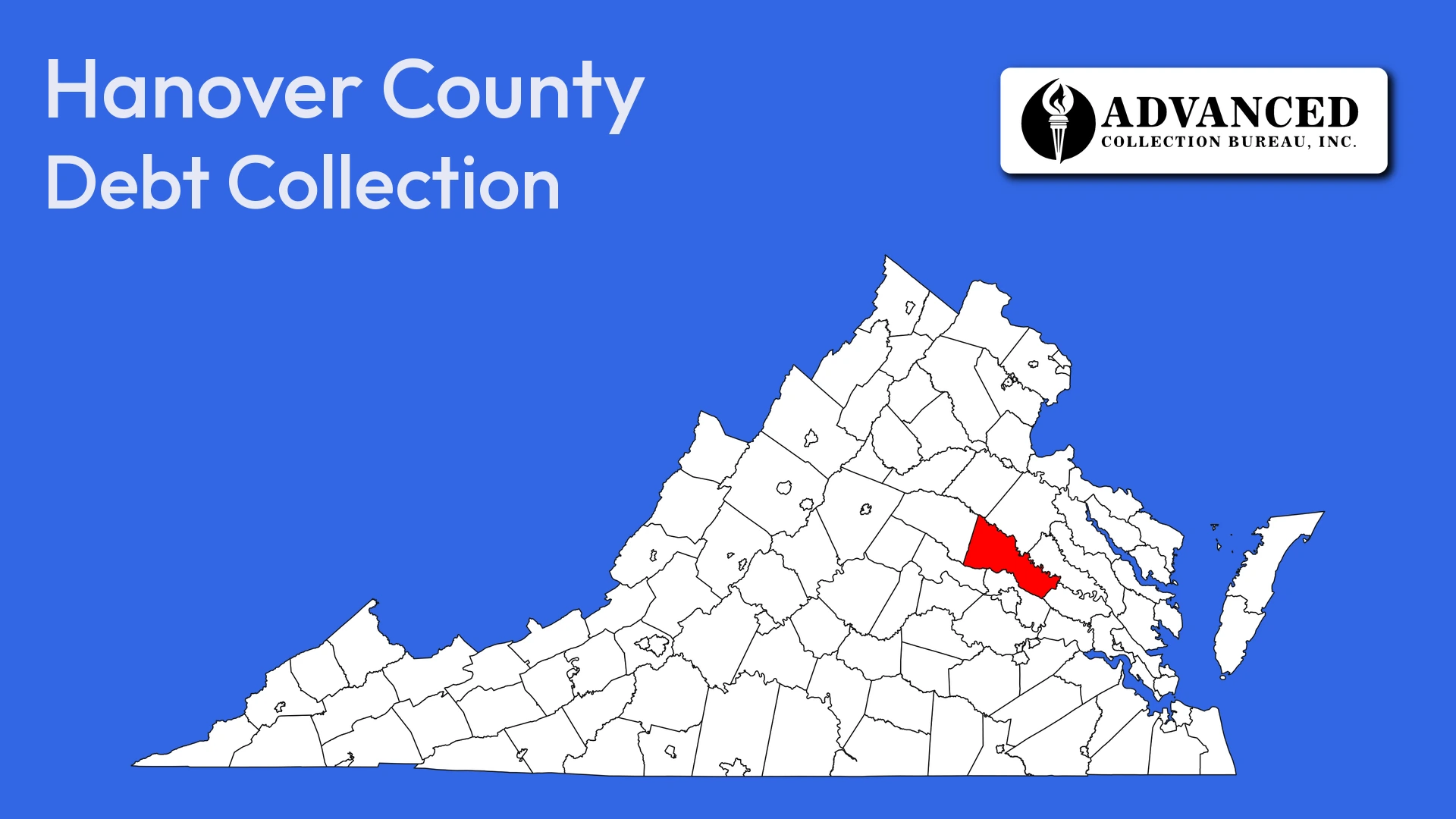 Map of Virginia highlighting Hanover County