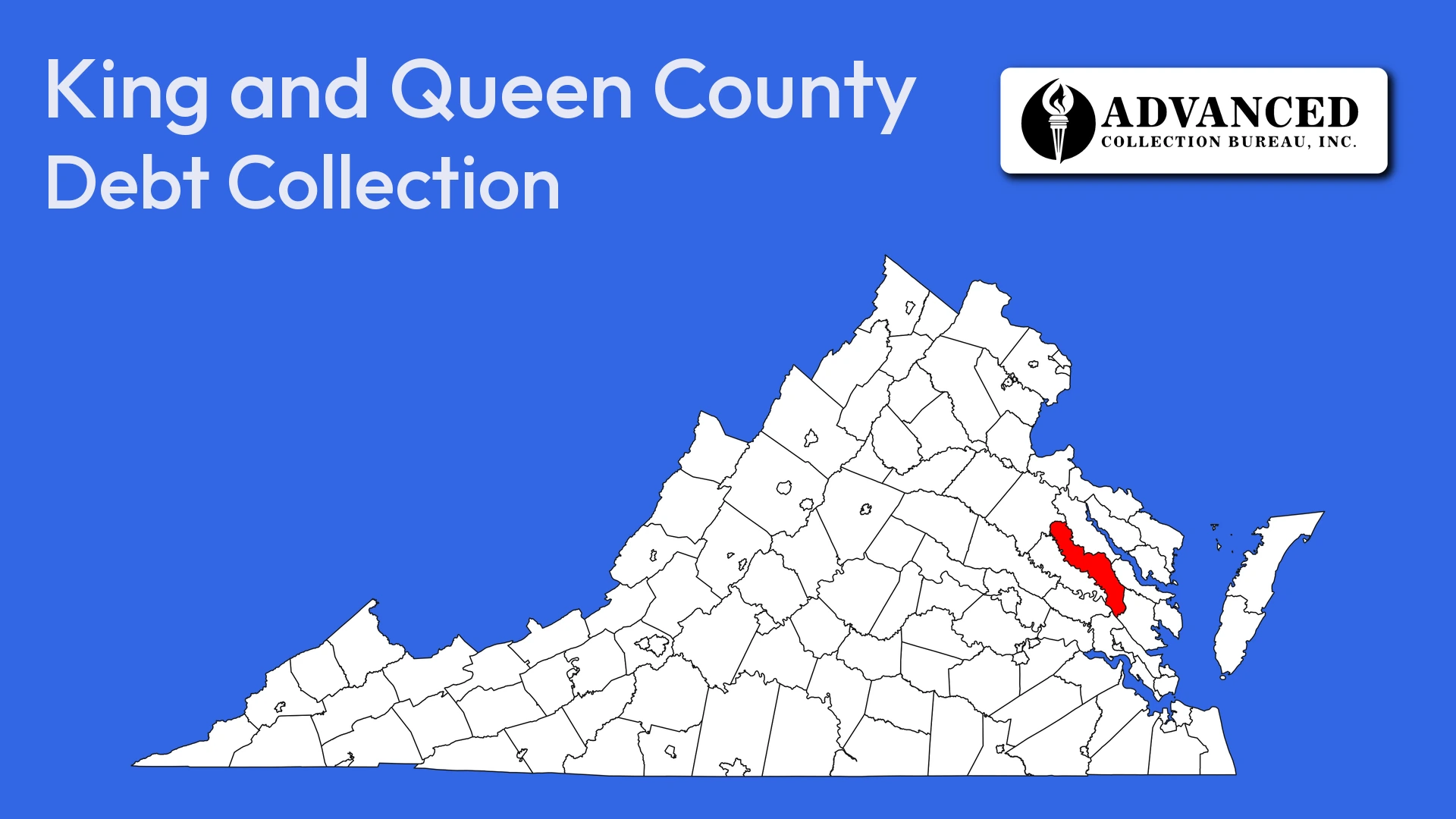 Map of Virginia highlighting King and Queen County