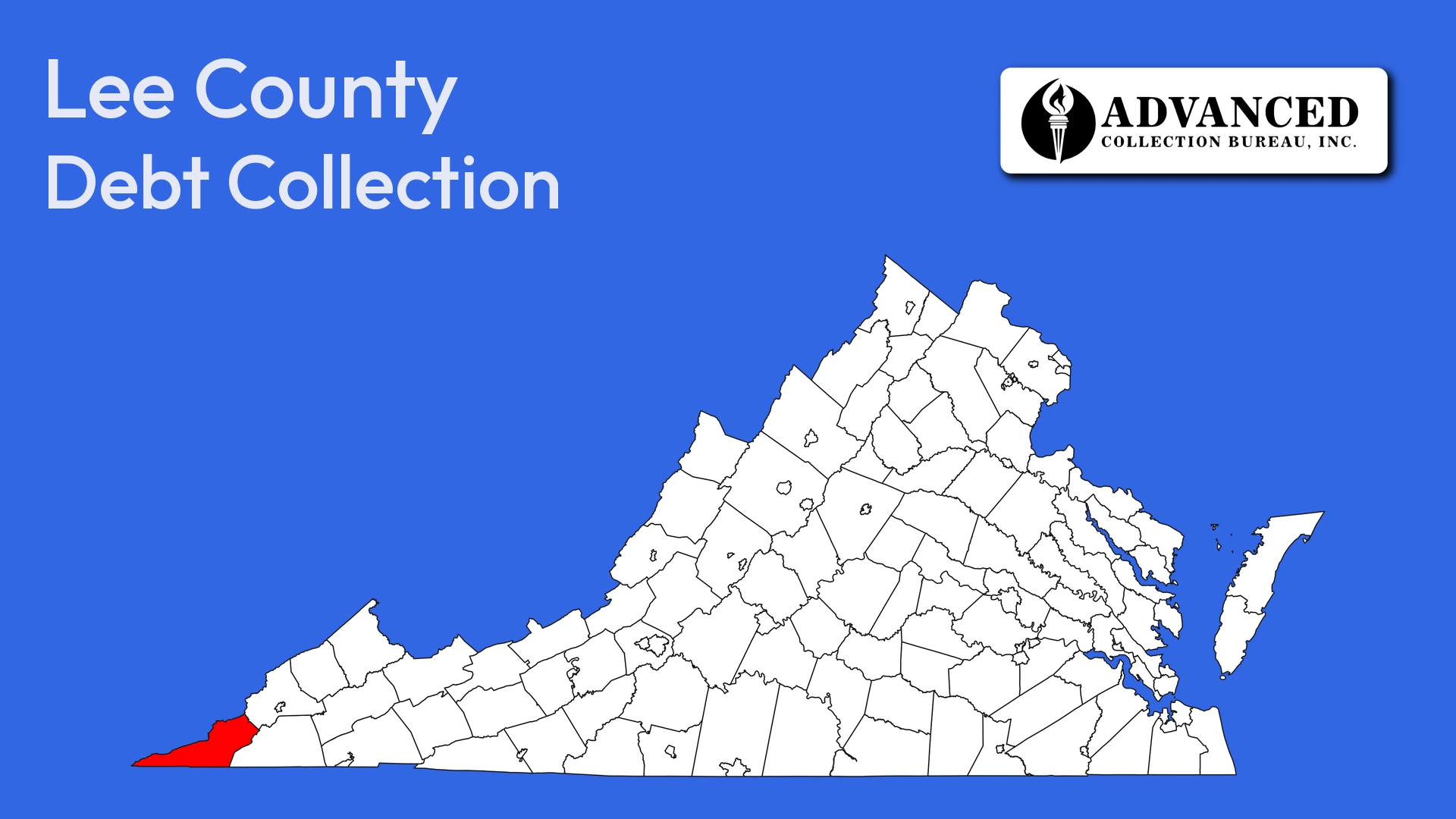 Map of Virginia highlighting Lee County