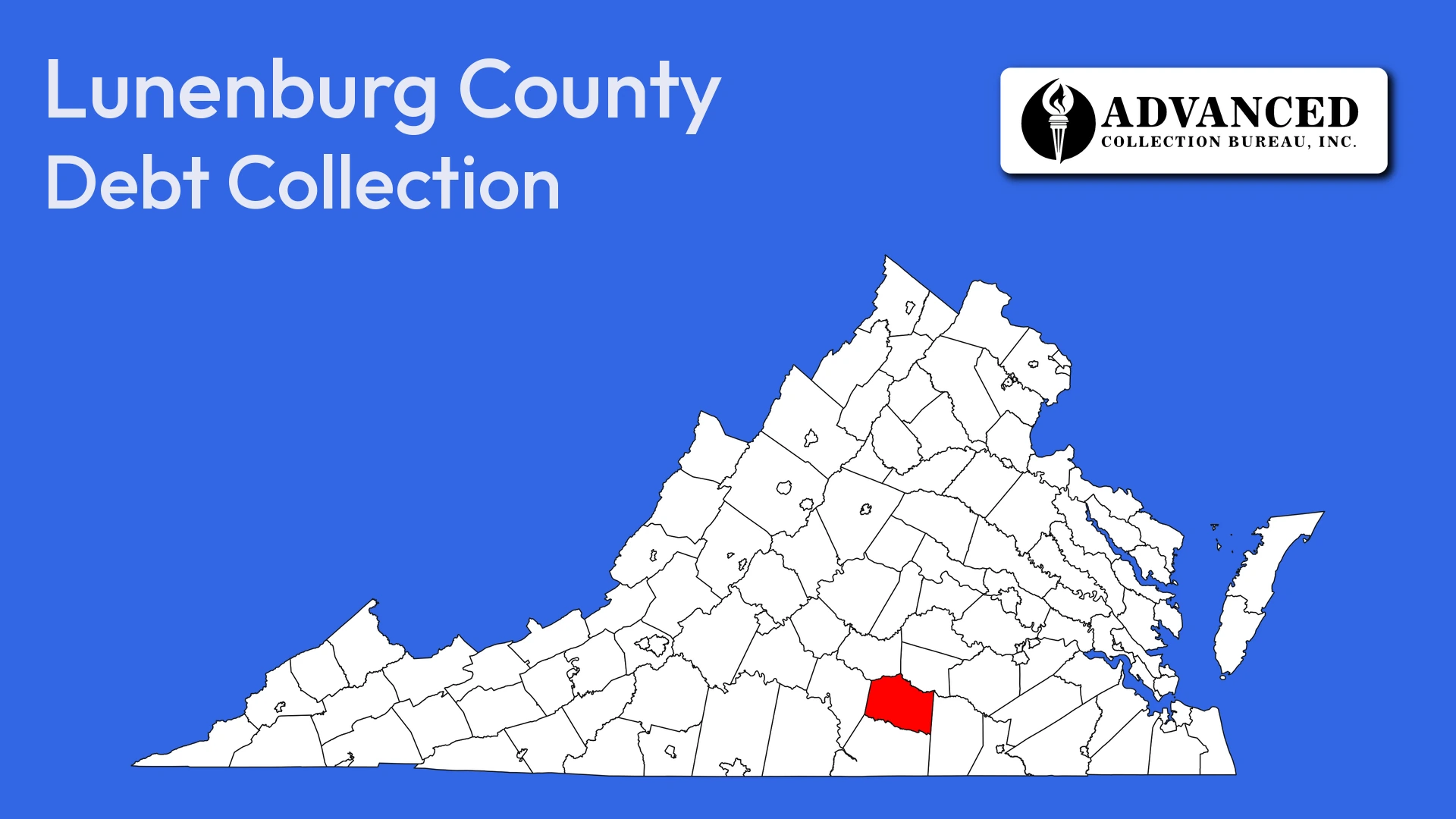 Map of Virginia highlighting Lunenburg County