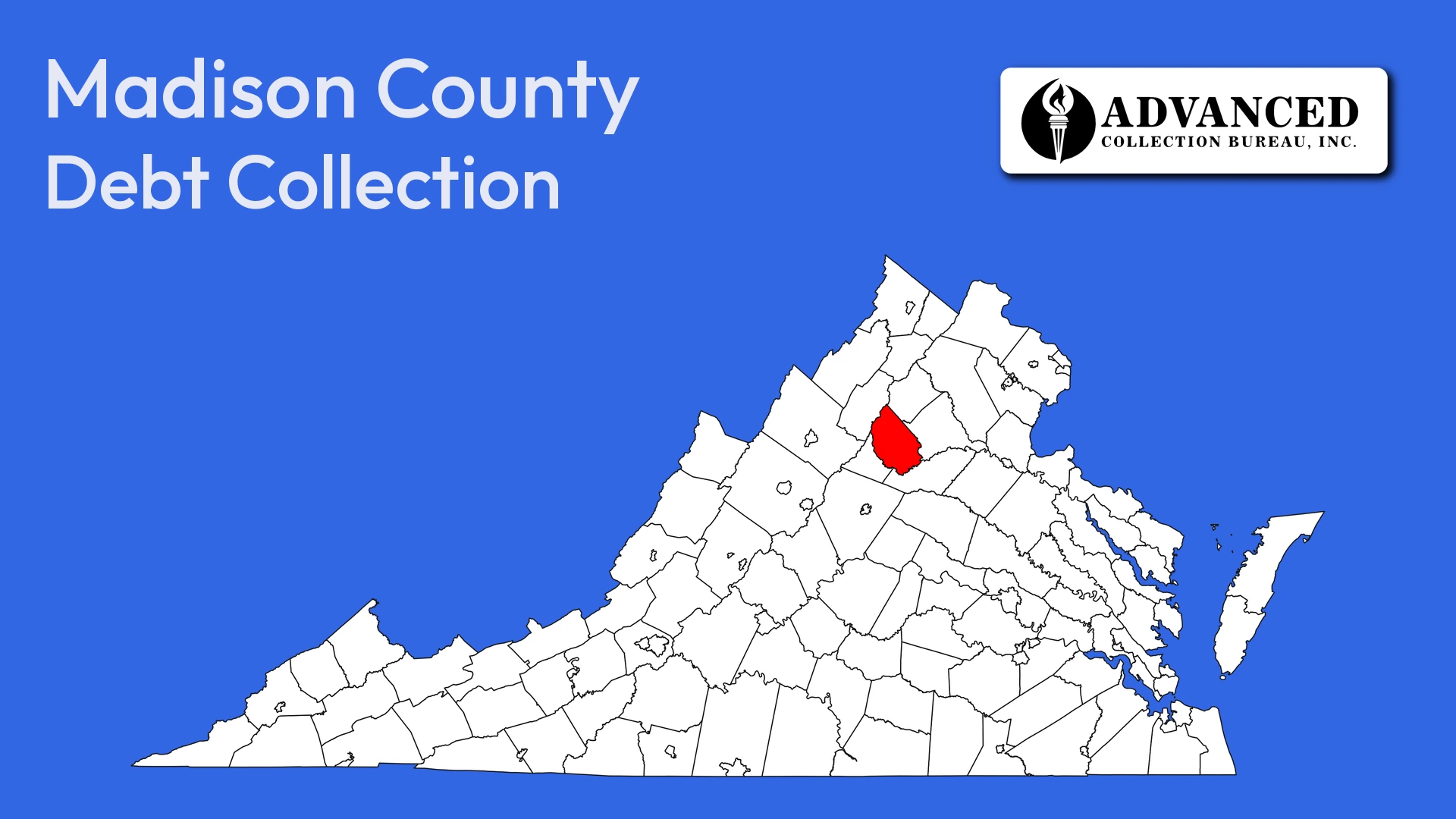 Map of Virginia highlighting Madison County