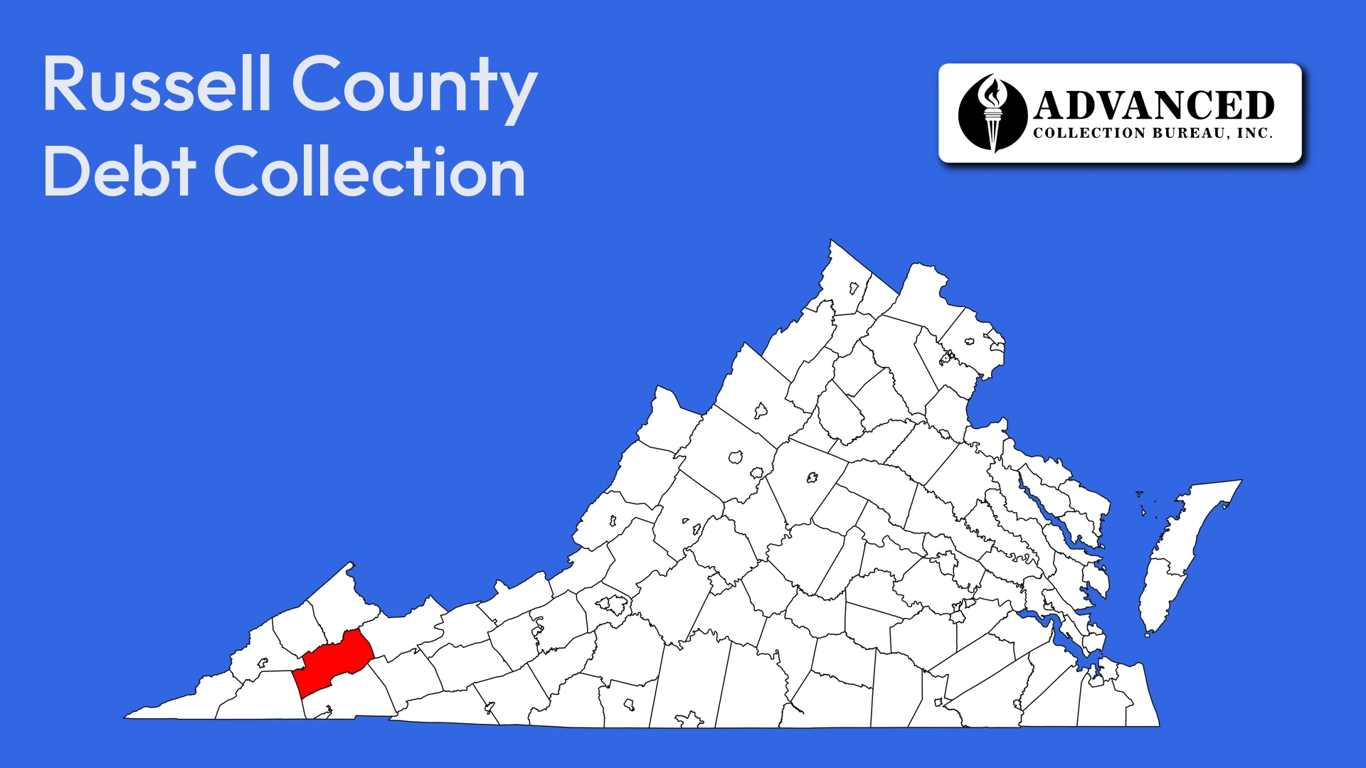 Map of Virginia highlighting Russell County