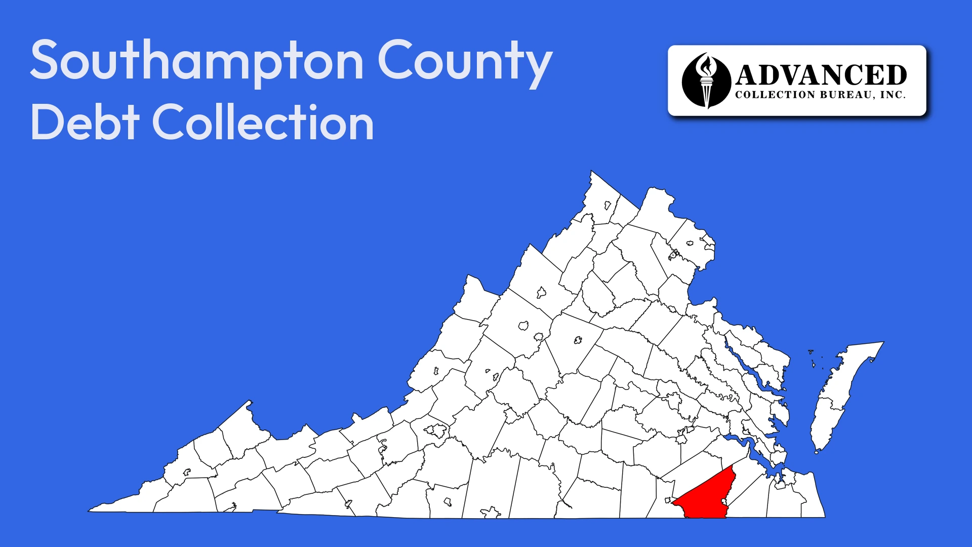 Map of Virginia highlighting Southampton County