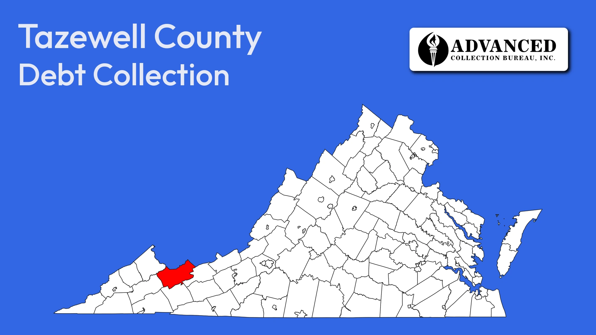 Map of Virginia highlighting Tazewell County