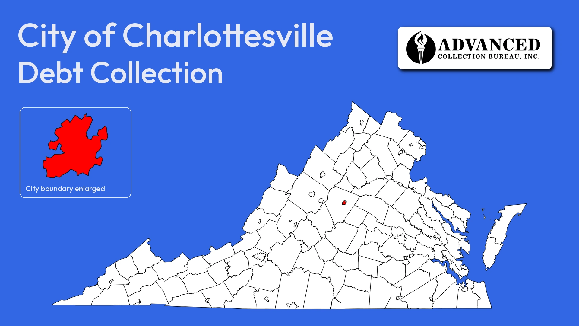 Map of Virginia highlighting Charlottesville City