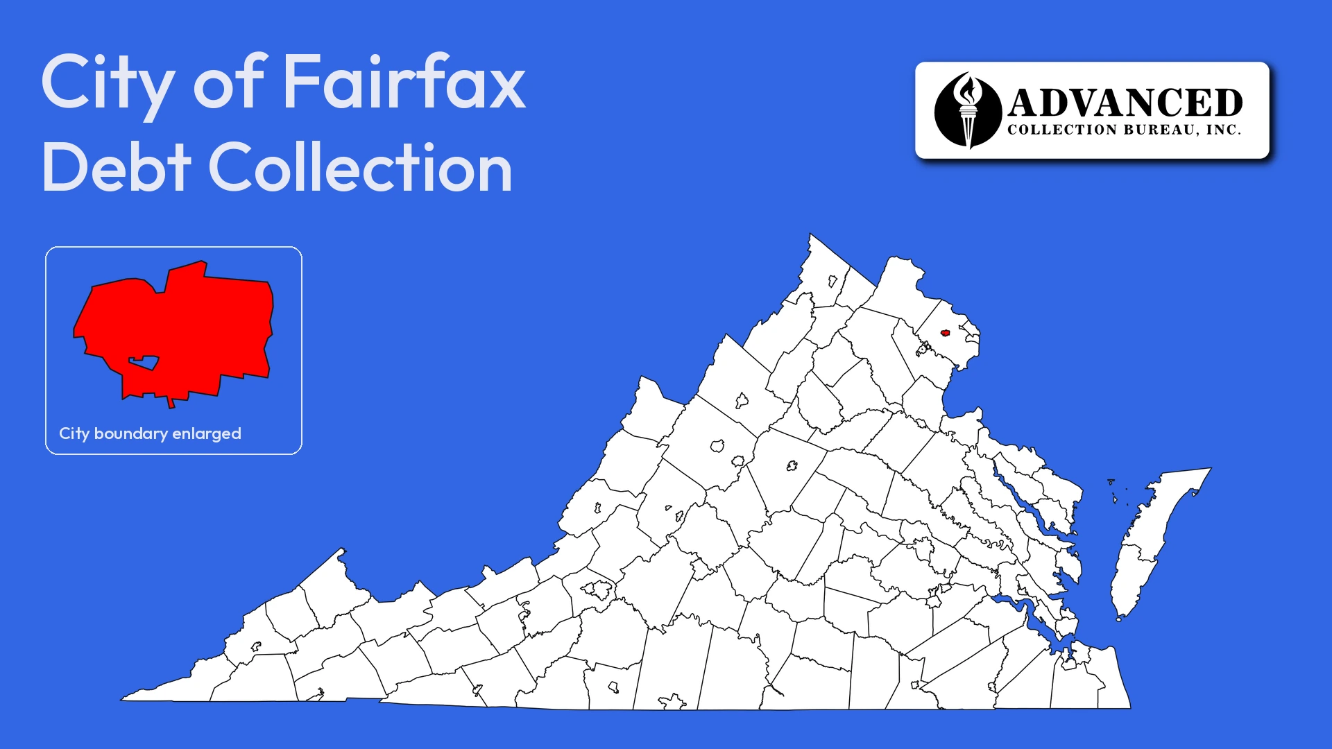 Map of Virginia highlighting Fairfax City