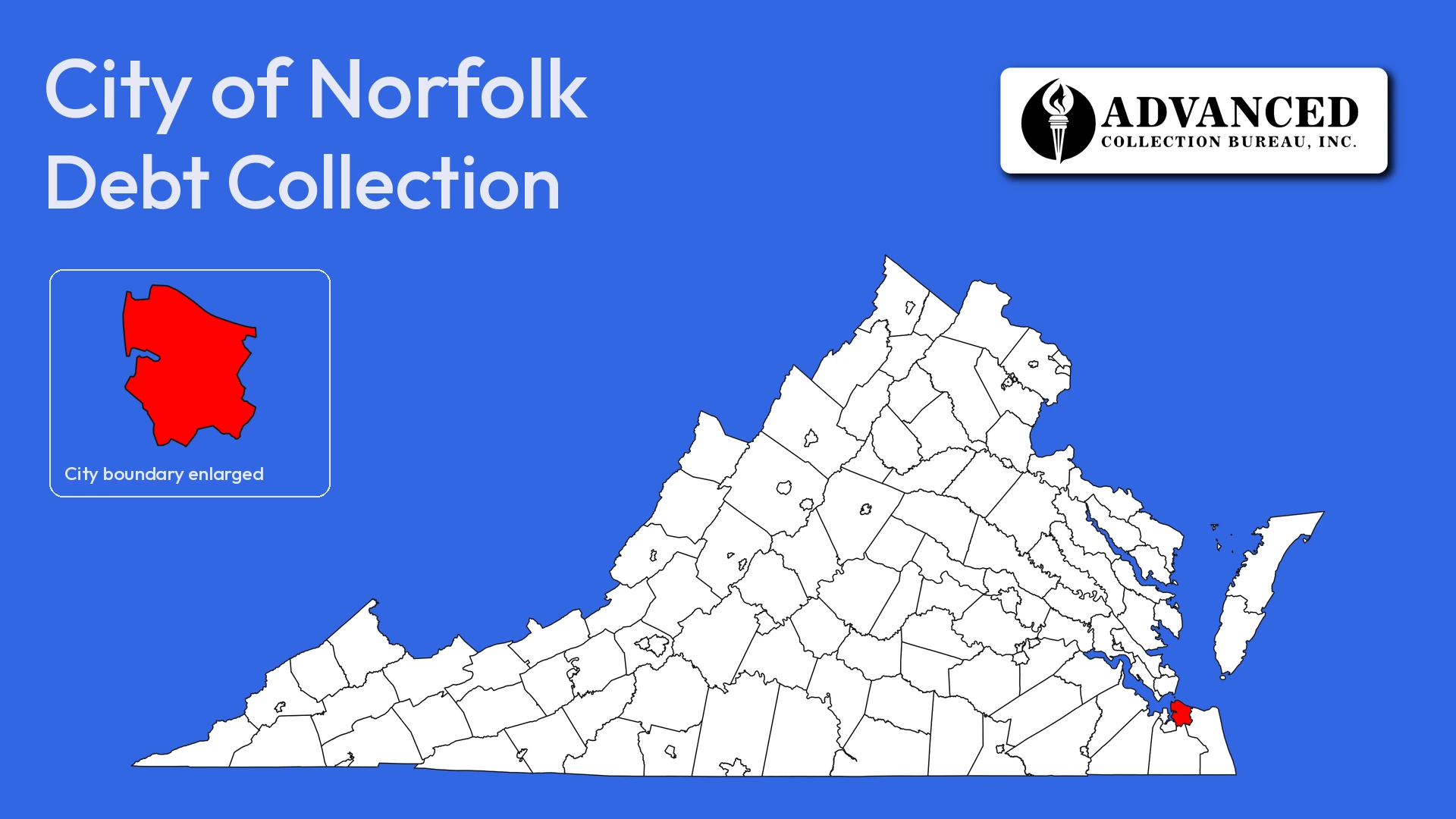 Map of Virginia highlighting Norfolk City