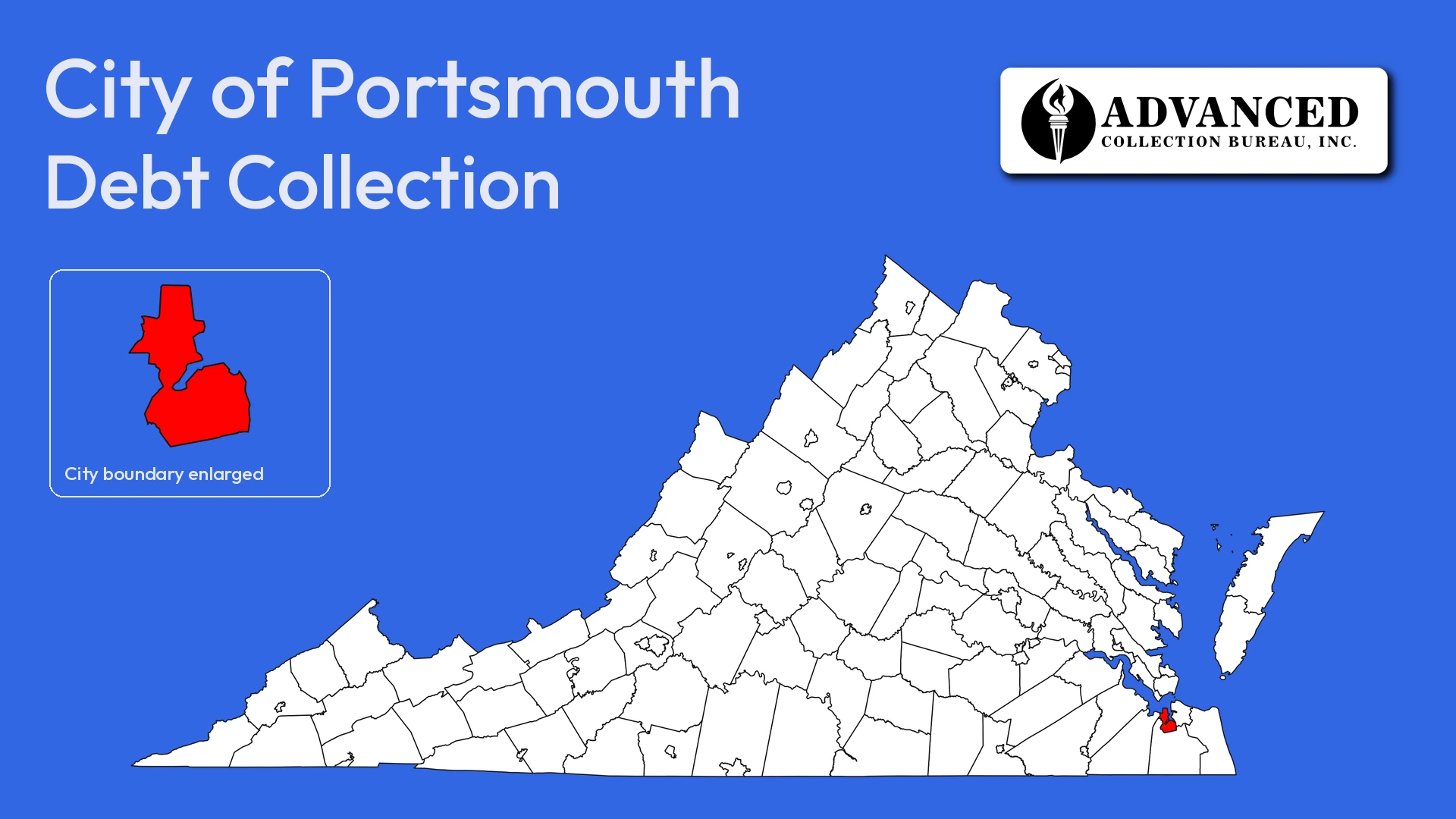 Map of Virginia highlighting Portsmouth City