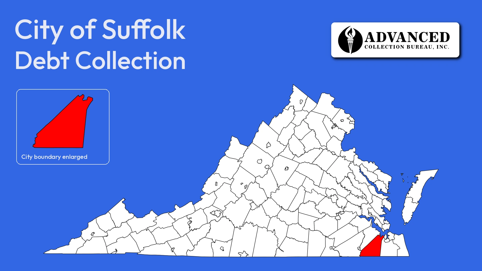 Map of Virginia highlighting Suffolk City