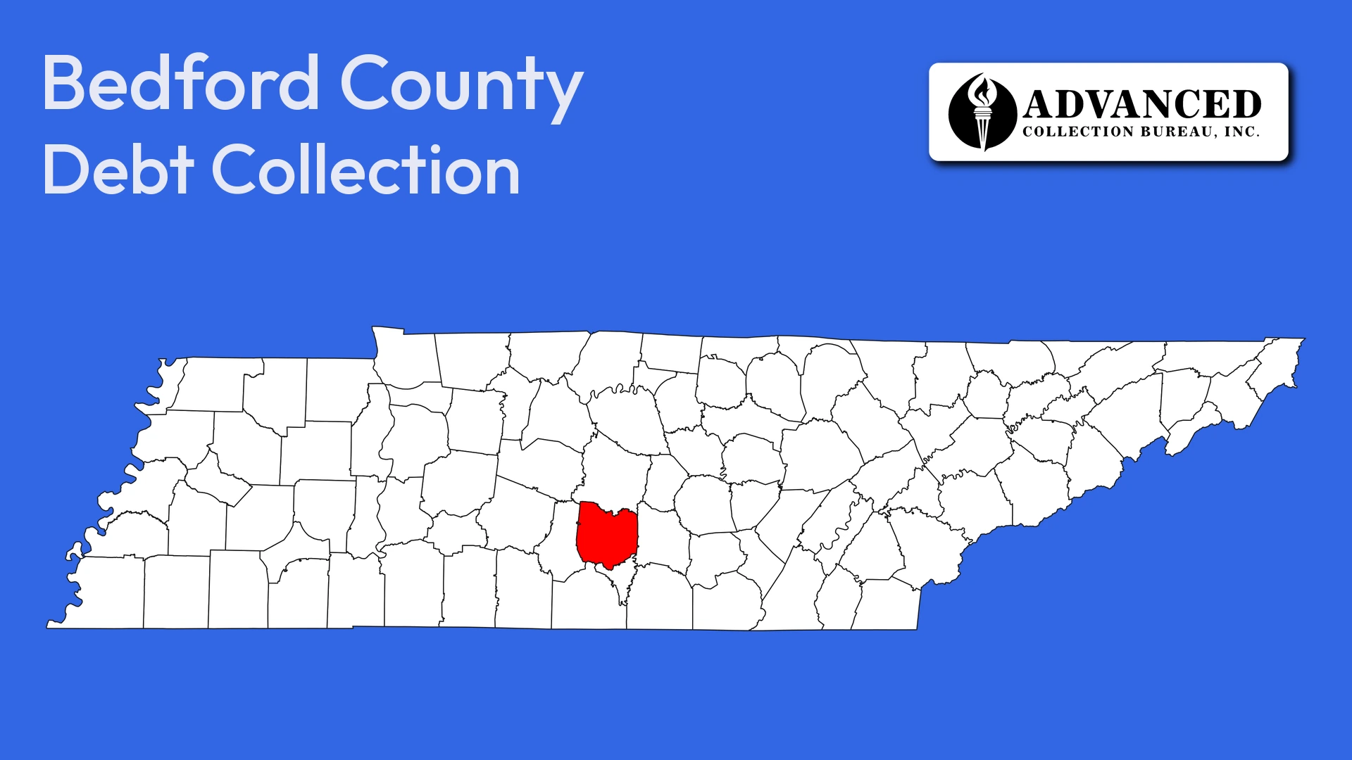 Map of Tennessee highlighting Bedford County