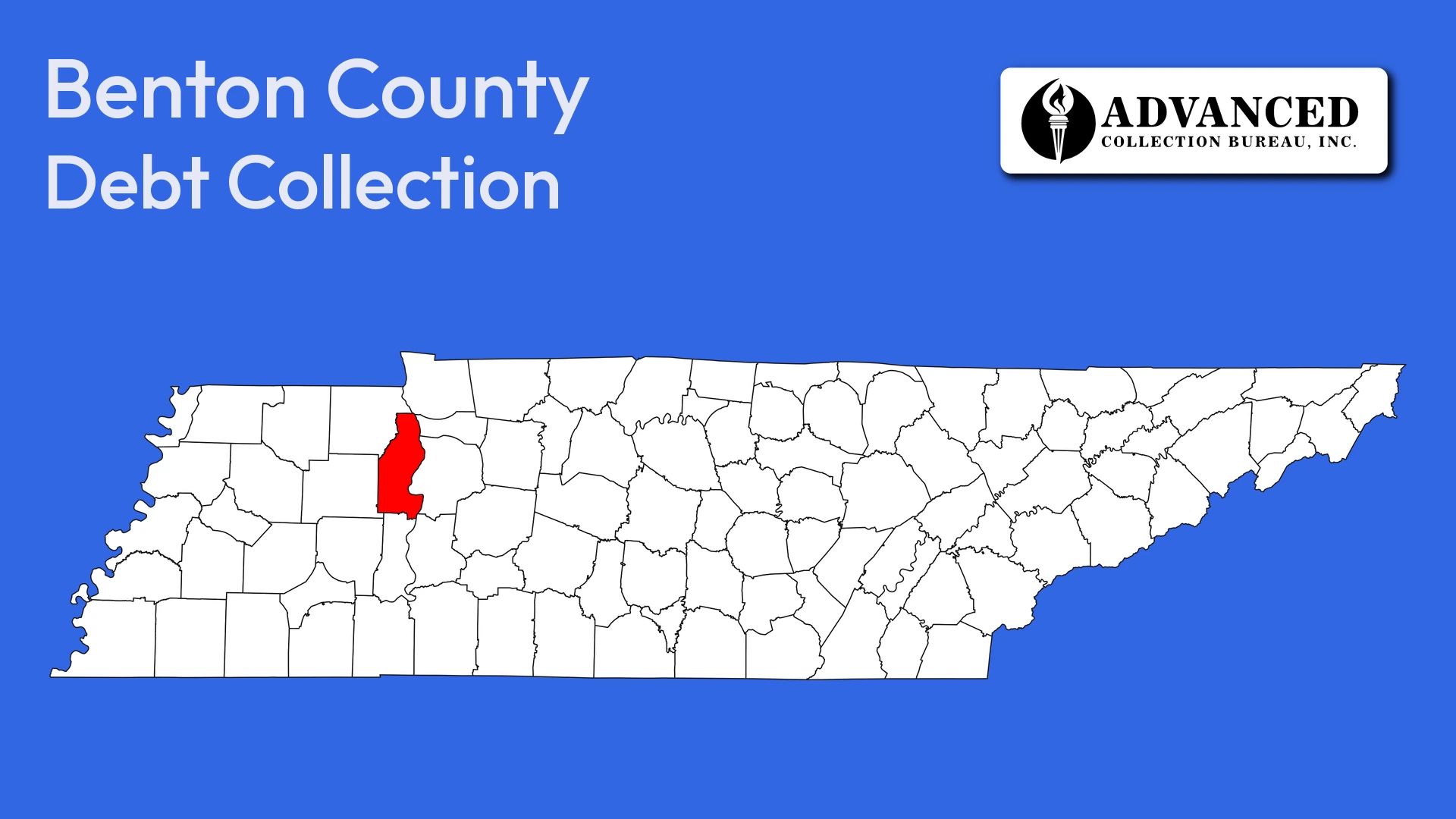 Map of Tennessee highlighting Benton County