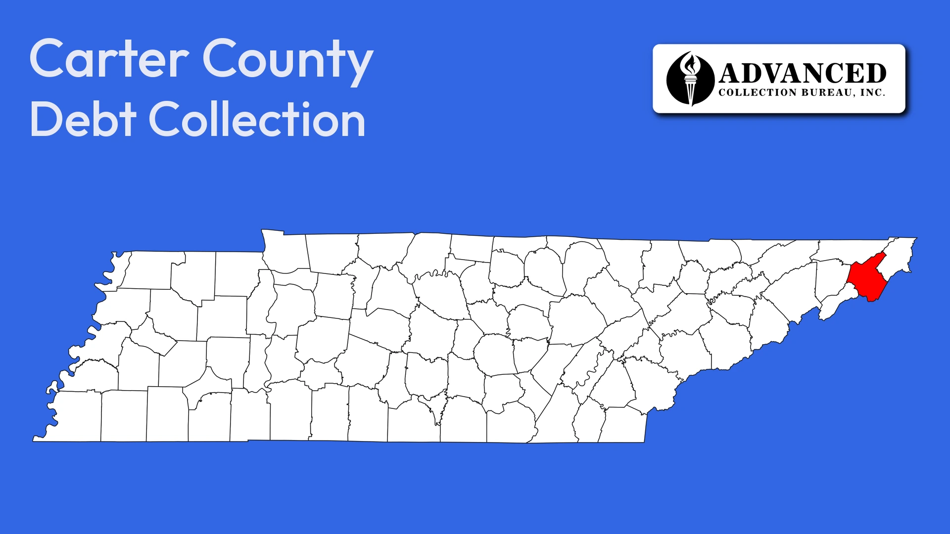 Map of Tennessee highlighting Carter County