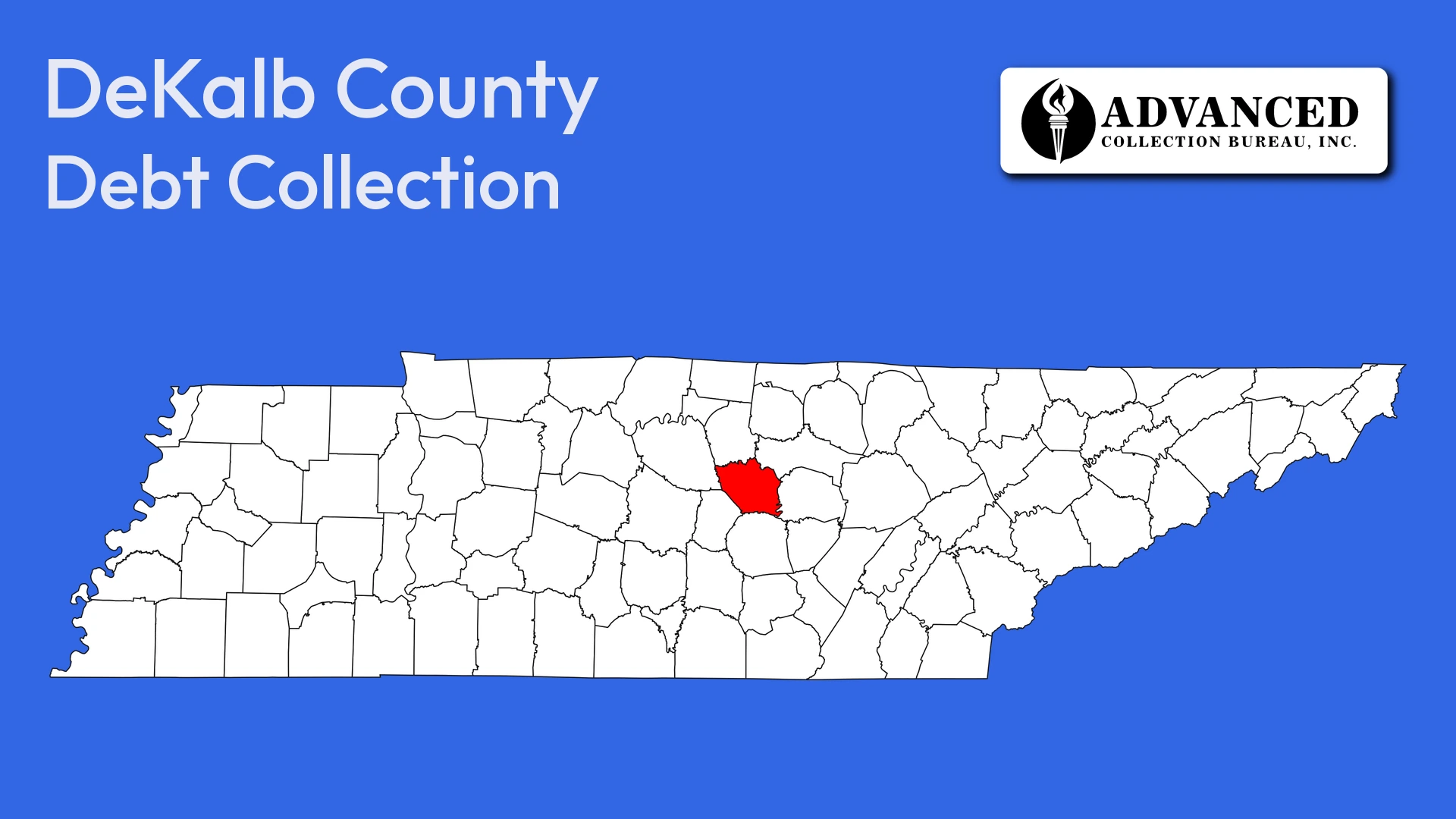 Map of Tennessee highlighting DeKalb County