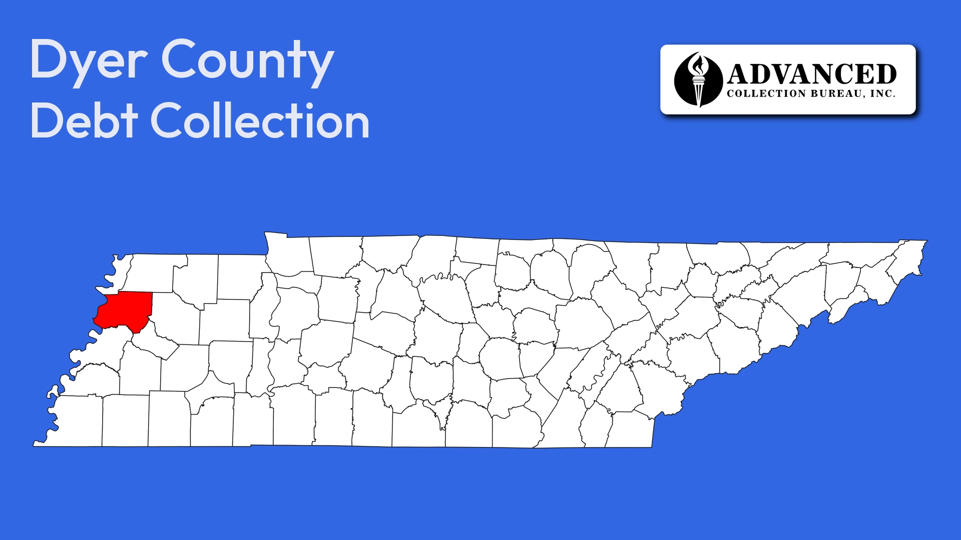 Map of Tennessee highlighting Dyer County