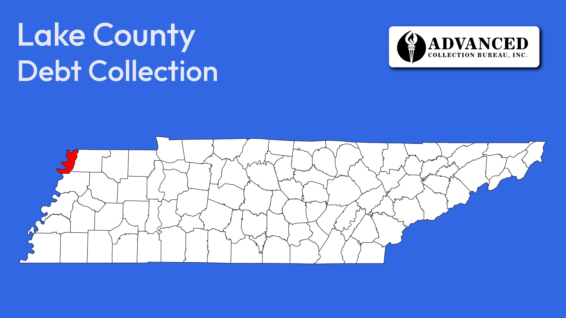 Map of Tennessee highlighting Lake County