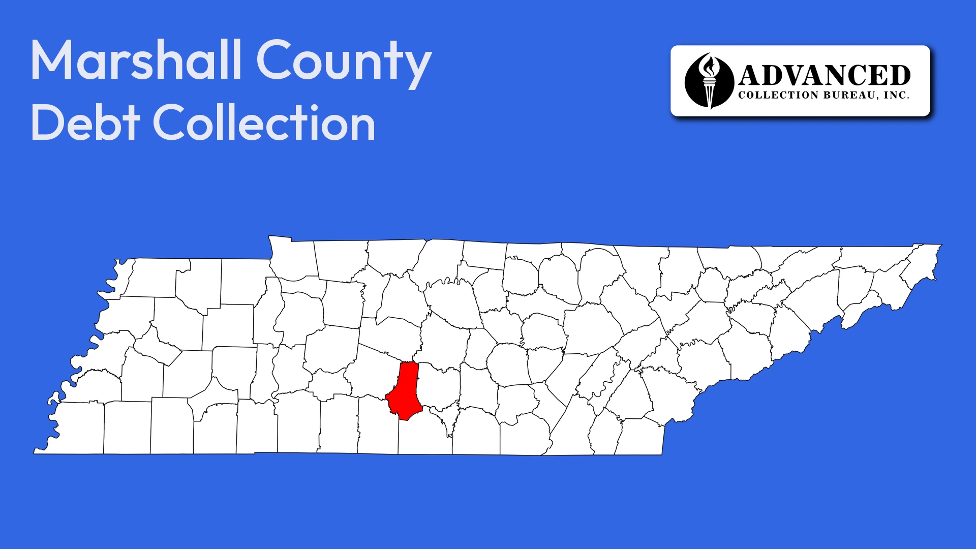 Map of Tennessee highlighting Marshall County