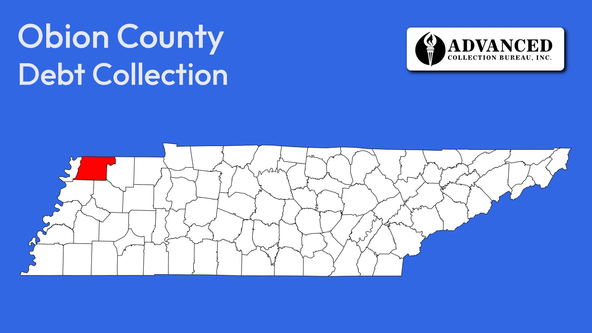 Map of Tennessee highlighting Obion County