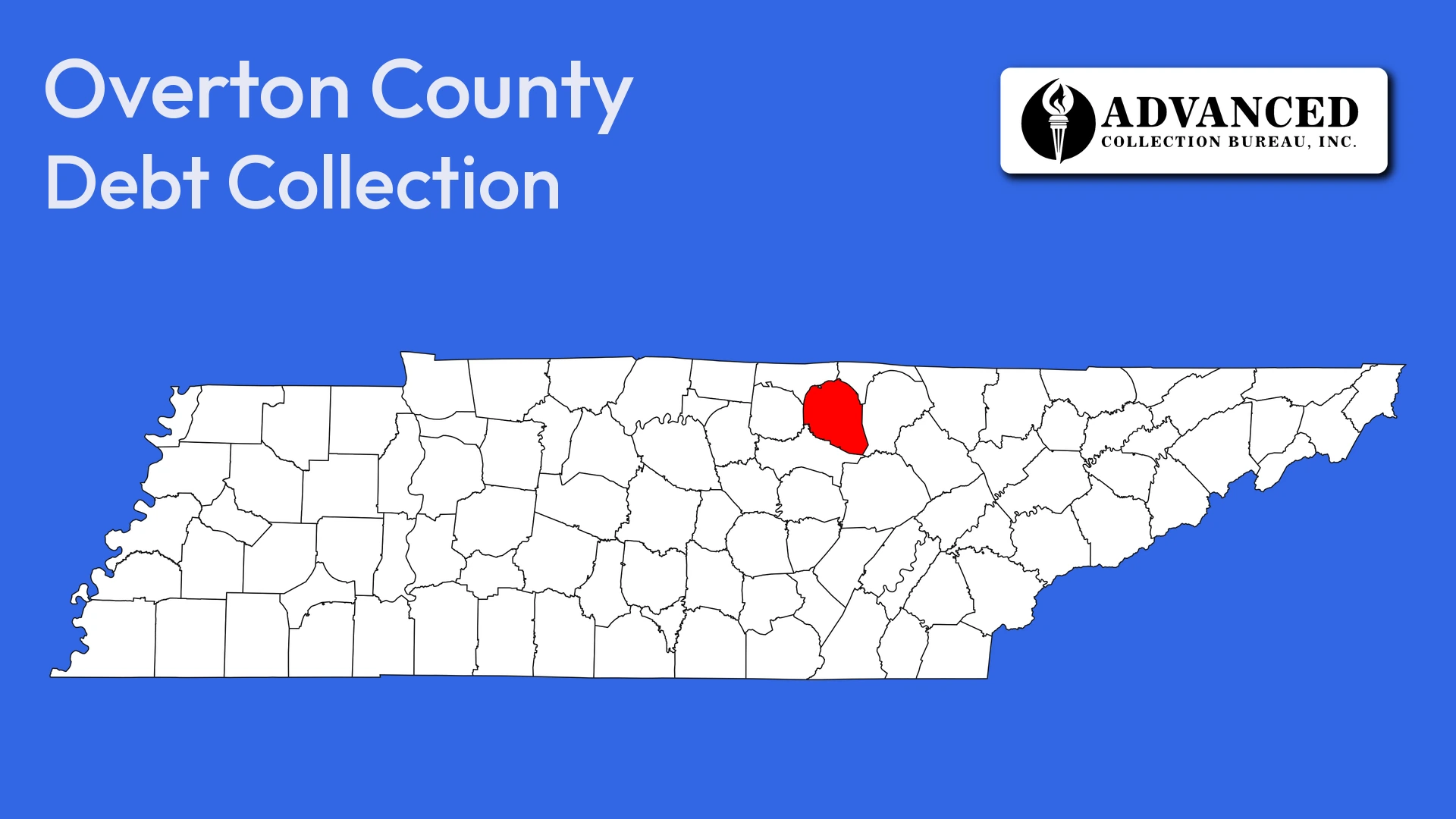 Map of Tennessee highlighting Overton County